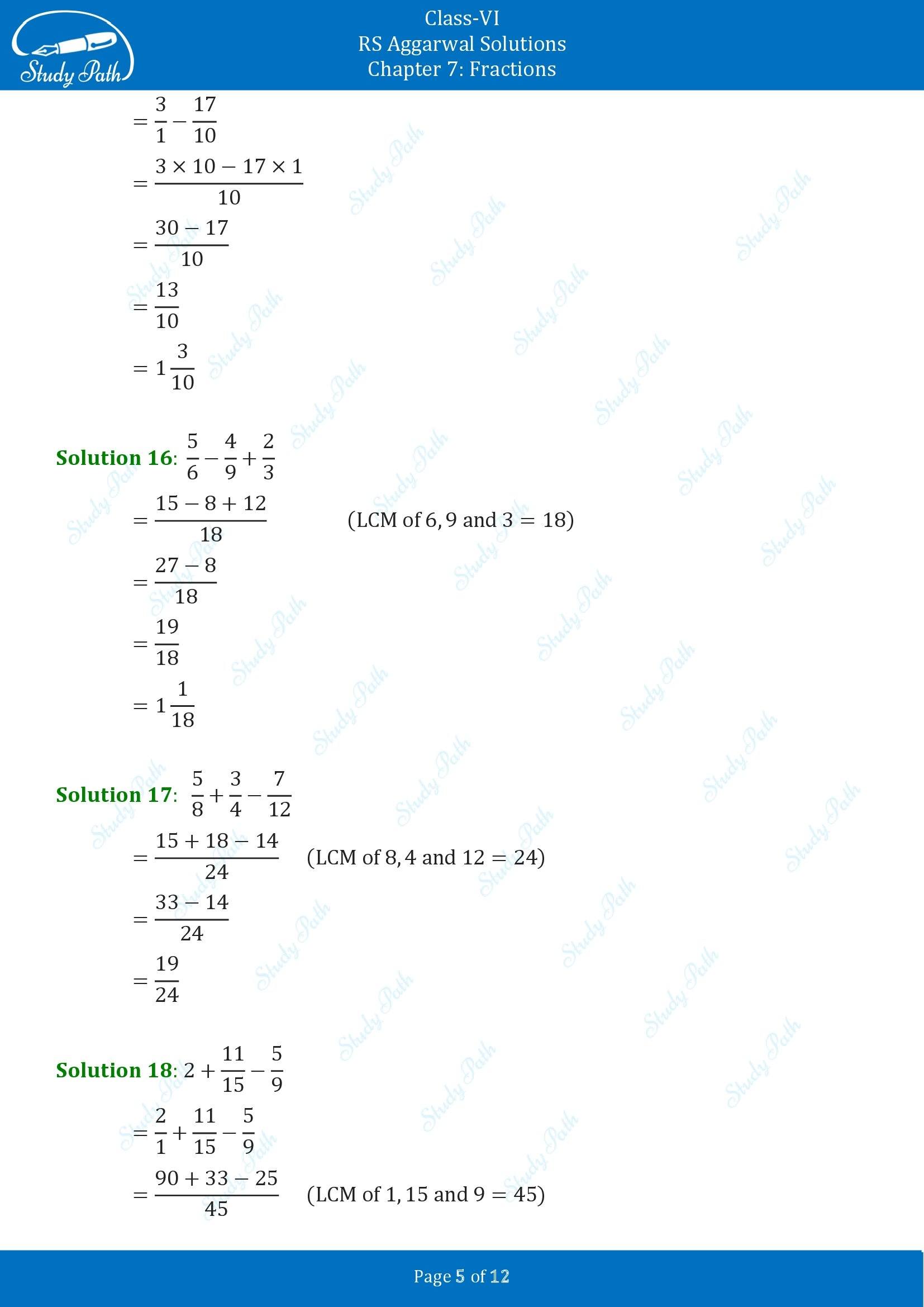 RS Aggarwal Solutions Class 6 Chapter 7 Fractions Exercise 7F 00005