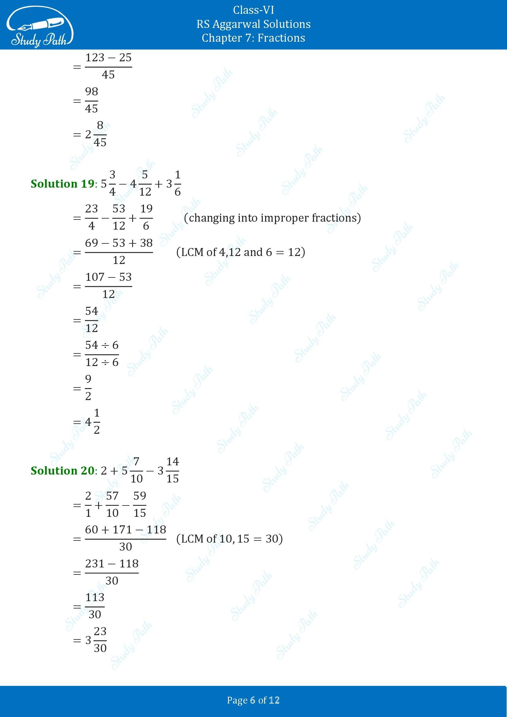 RS Aggarwal Solutions Class 6 Chapter 7 Fractions Exercise 7F 00006