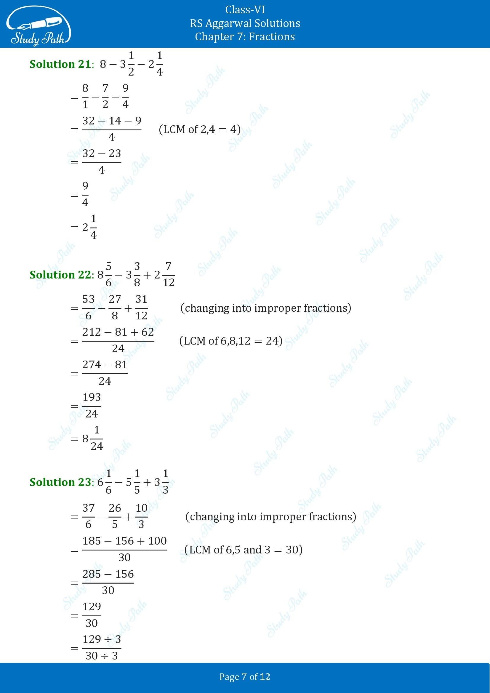 RS Aggarwal Solutions Class 6 Chapter 7 Fractions Exercise 7F 00007