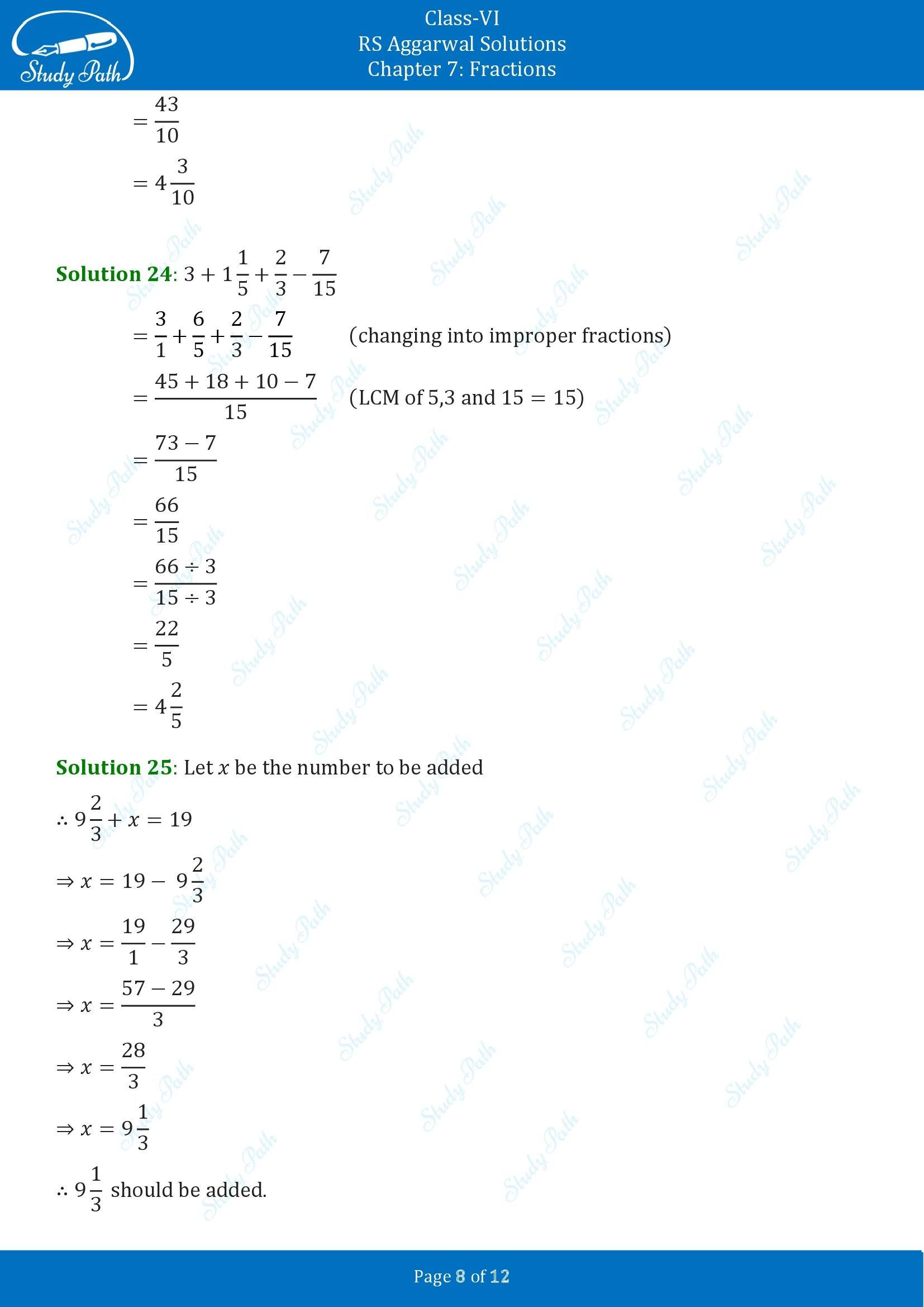 RS Aggarwal Solutions Class 6 Chapter 7 Fractions Exercise 7F 00008