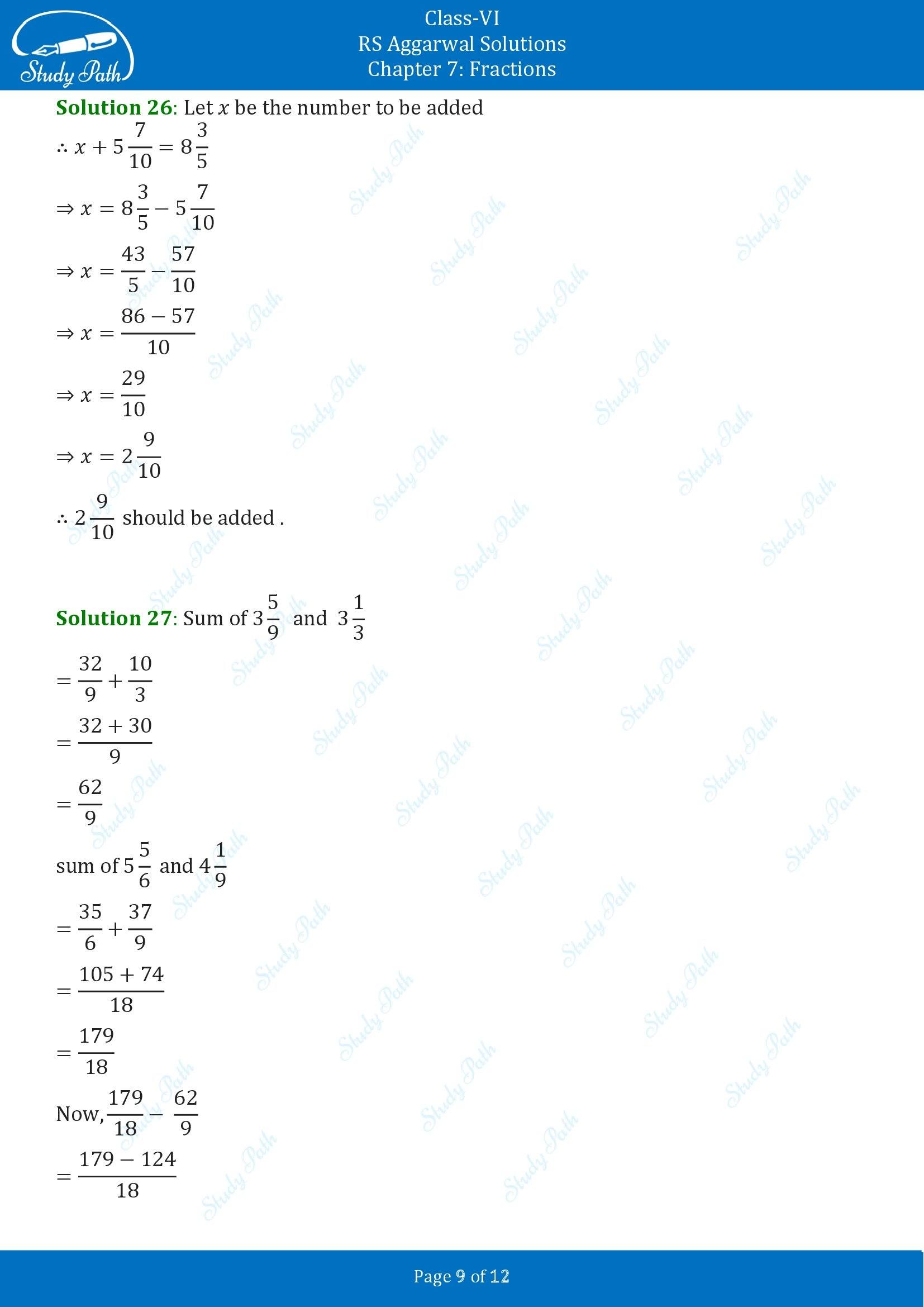 RS Aggarwal Solutions Class 6 Chapter 7 Fractions Exercise 7F 00009