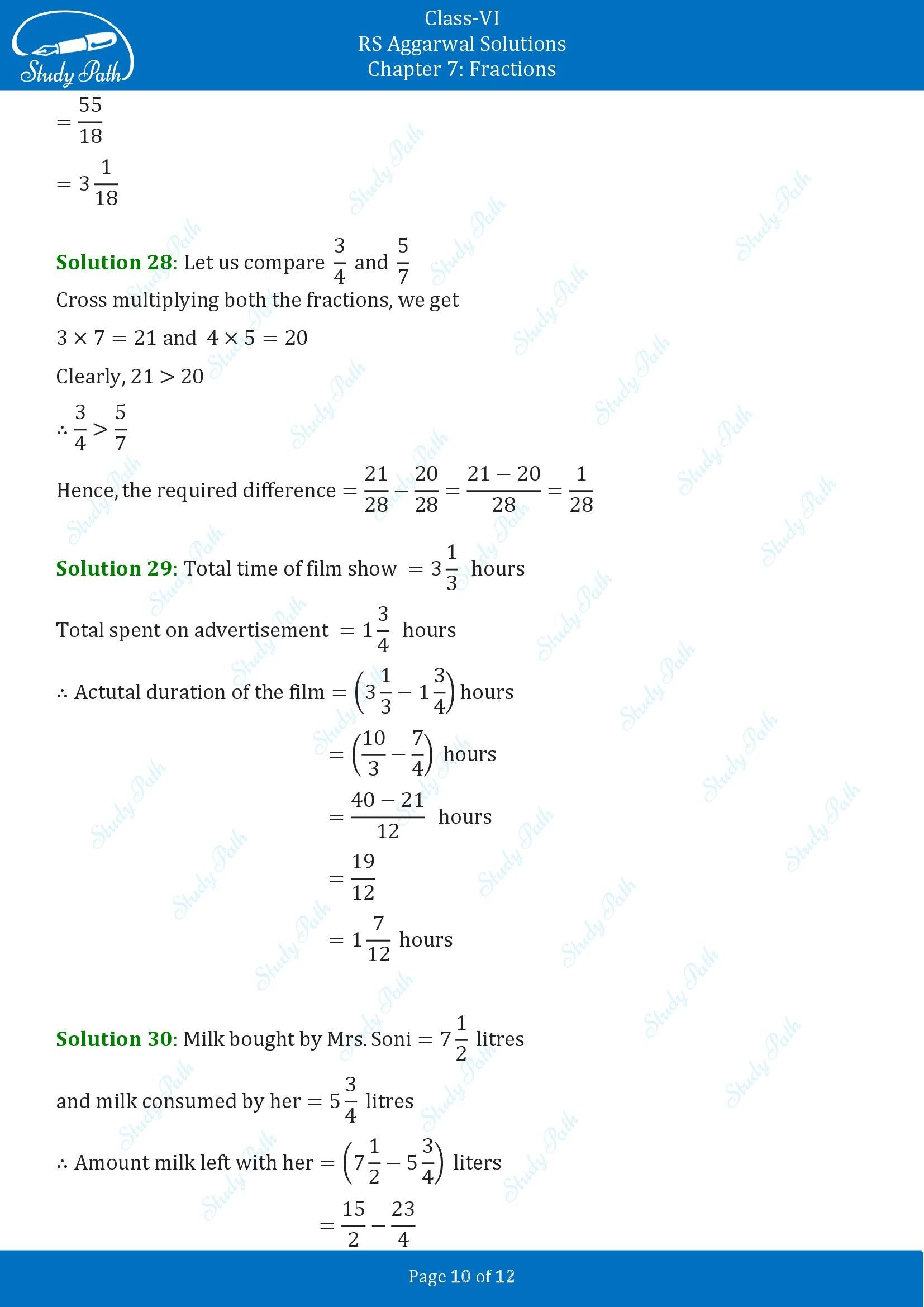 RS Aggarwal Solutions Class 6 Chapter 7 Fractions Exercise 7F 00010