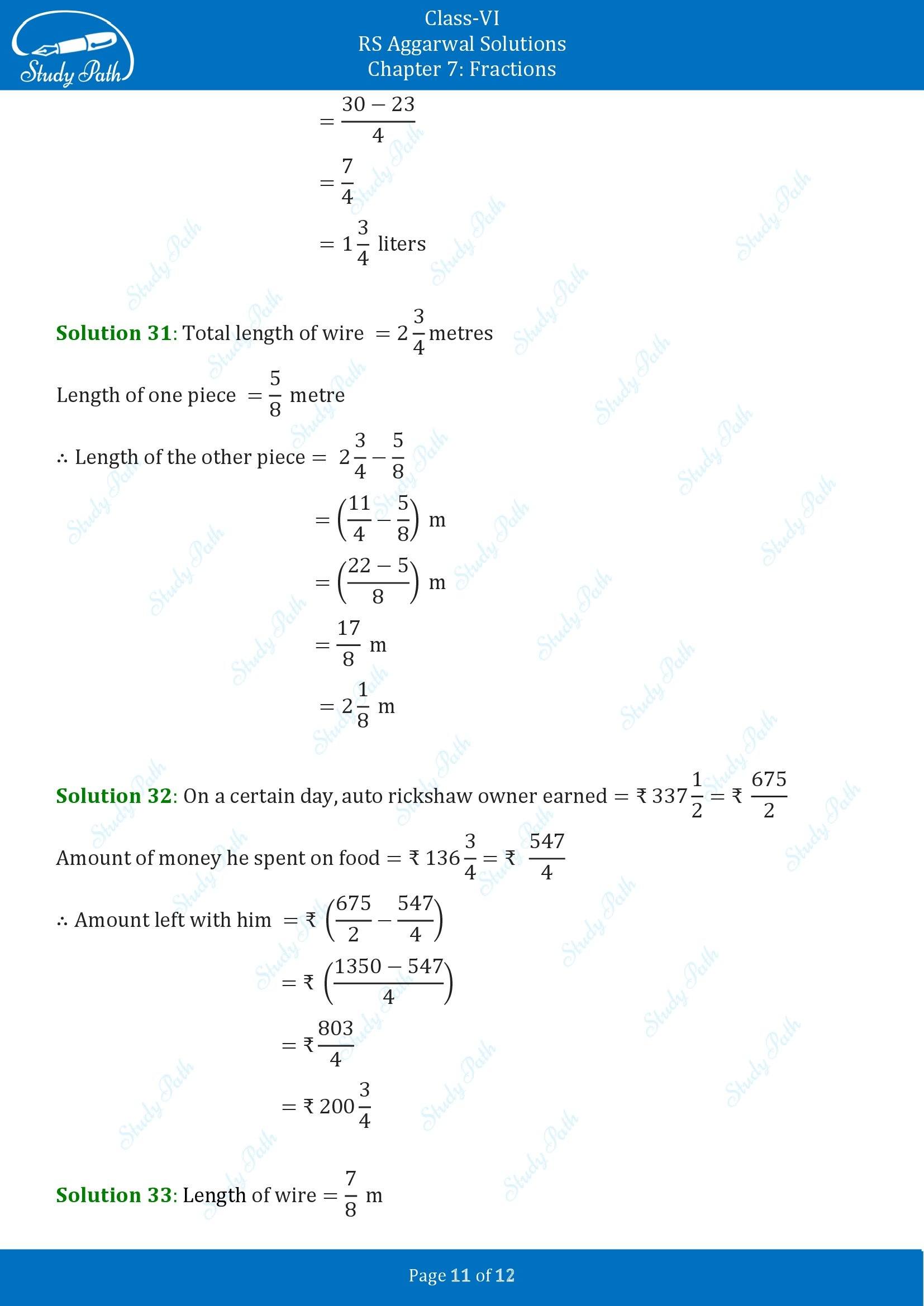 RS Aggarwal Solutions Class 6 Chapter 7 Fractions Exercise 7F 00011