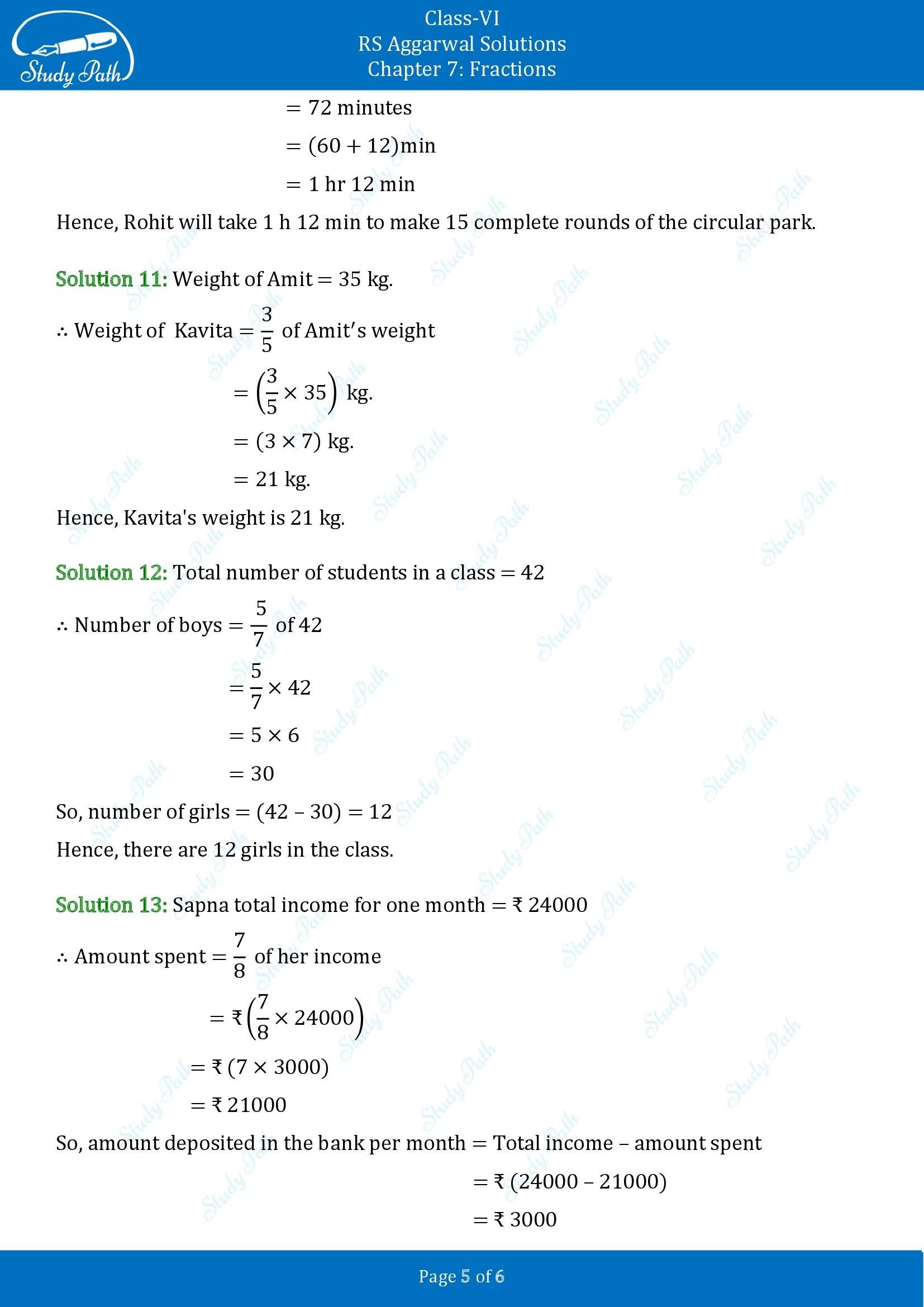 RS Aggarwal Solutions Class 6 Chapter 7 Fractions Exercise 7G 00005