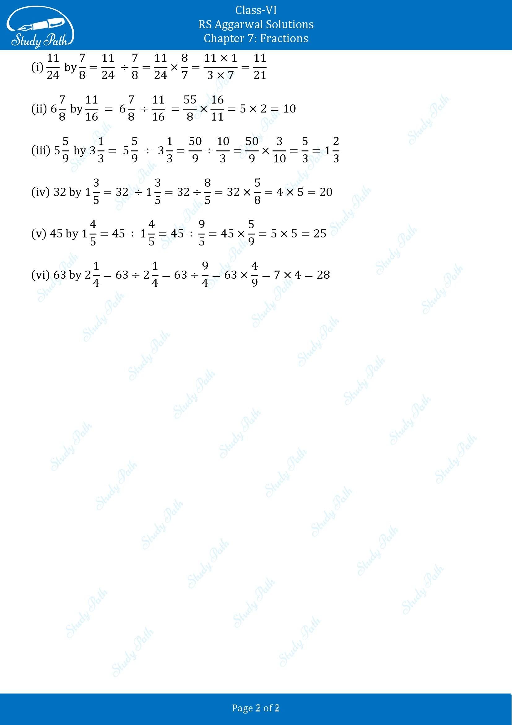 RS Aggarwal Solutions Class 6 Chapter 7 Fractions Exercise 7H 00002