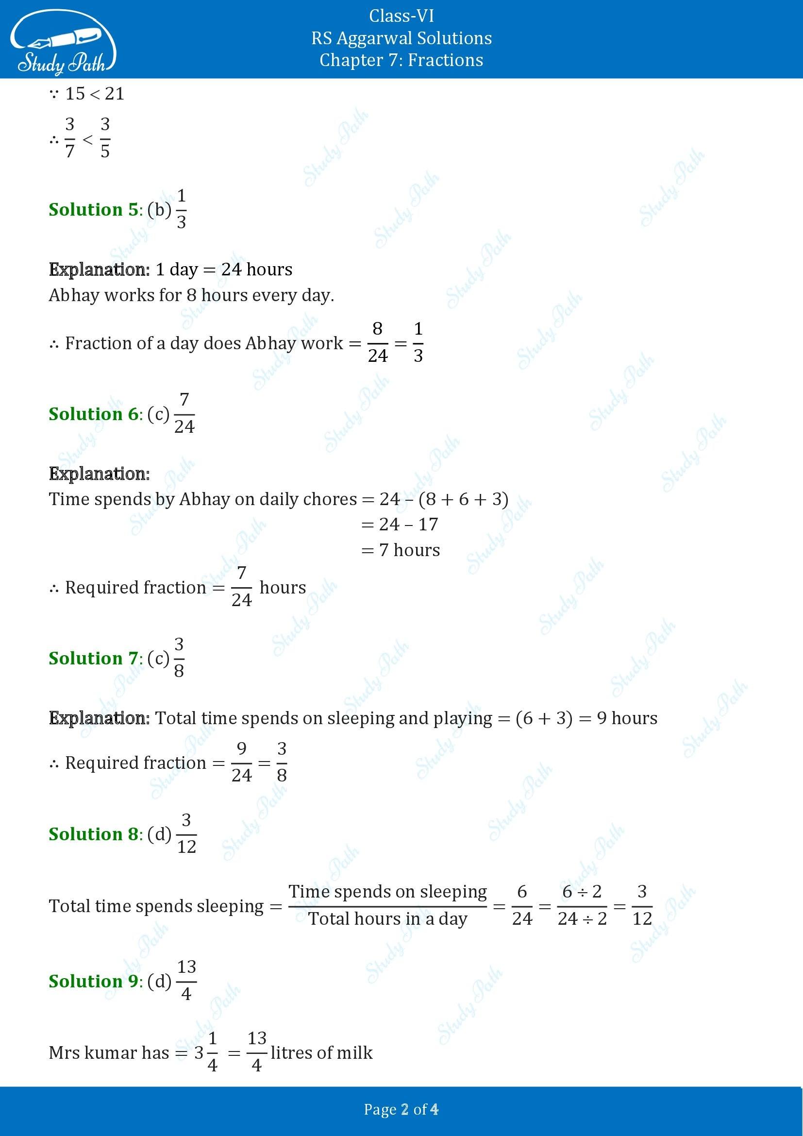 RS Aggarwal Solutions Class 6 Chapter 7 Fractions Exercise 7J 00002