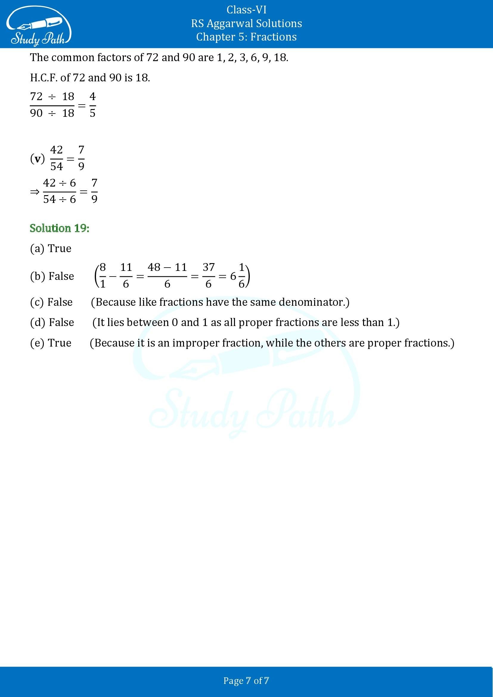 RS Aggarwal Solutions Class 6 Chapter 7 Fractions Test Paper 00007