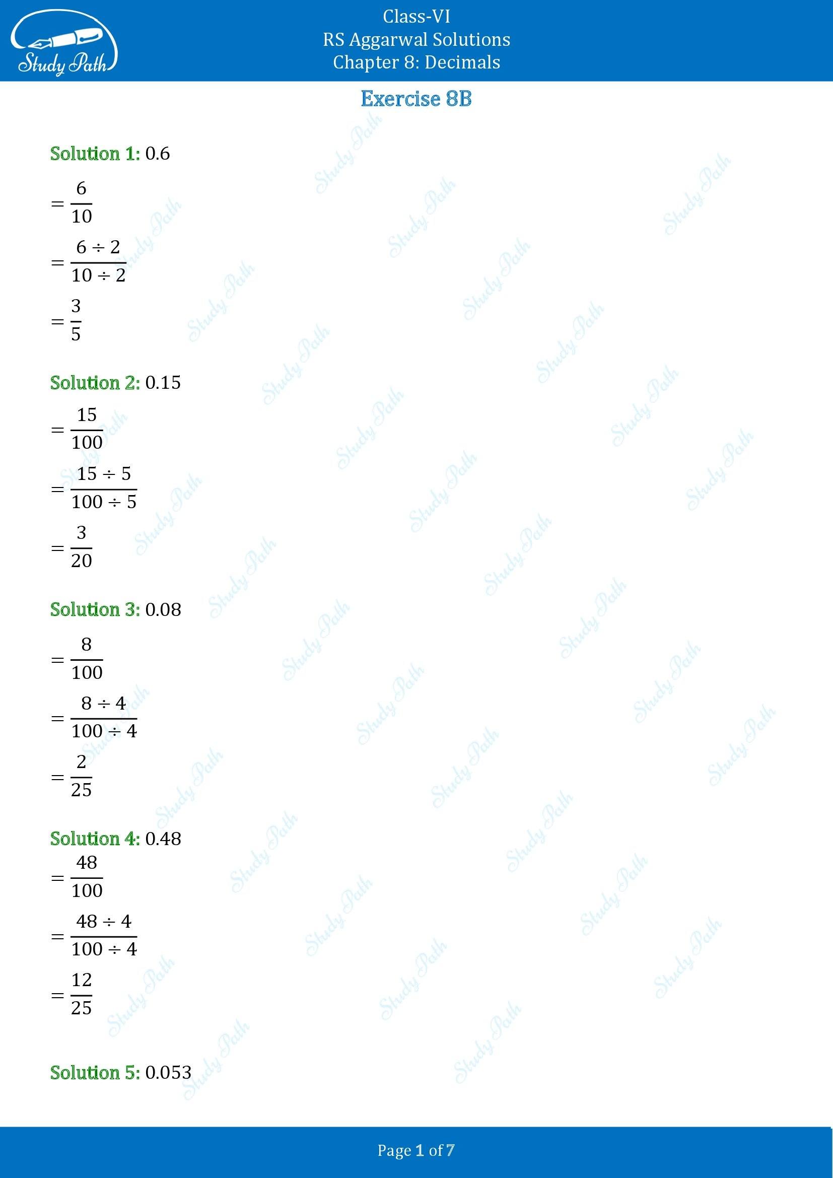 RS Aggarwal Solutions Class 6 Chapter 8 Decimals Exercise 8B 00001