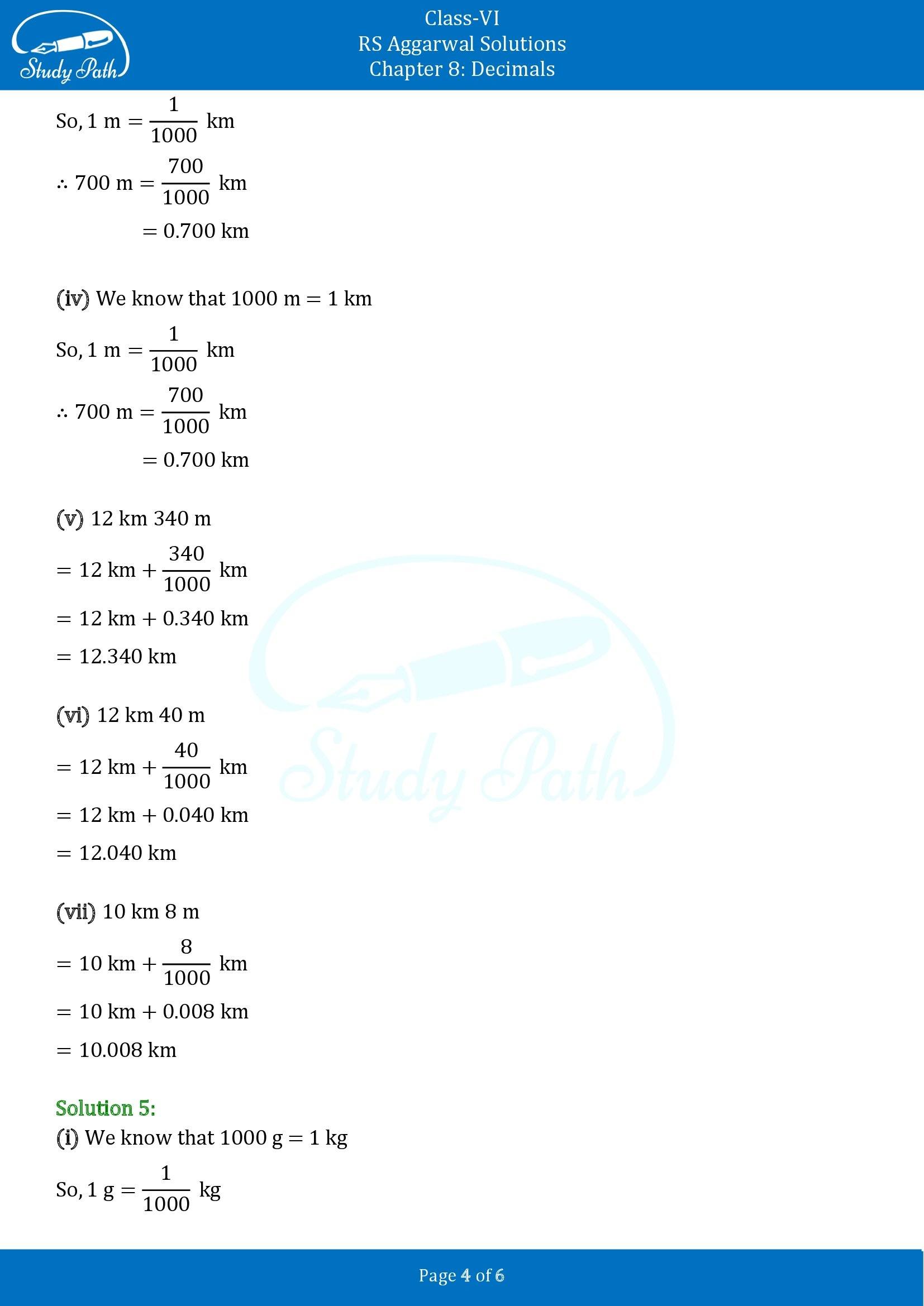 RS Aggarwal Solutions Class 6 Chapter 8 Decimals Exercise 8C 00004