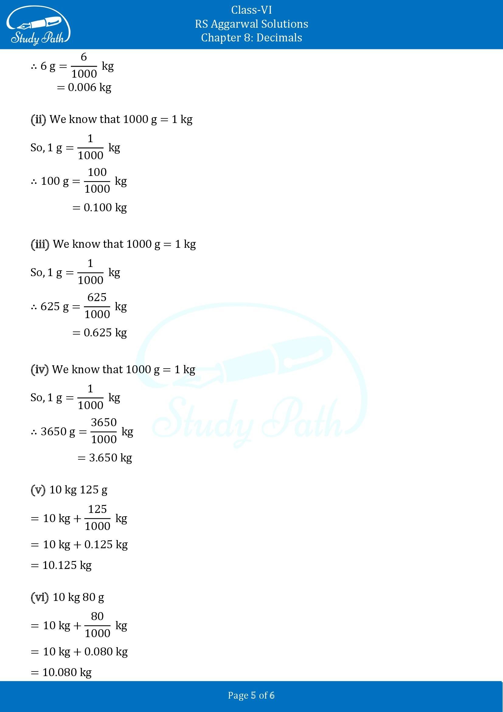 RS Aggarwal Solutions Class 6 Chapter 8 Decimals Exercise 8C 00005