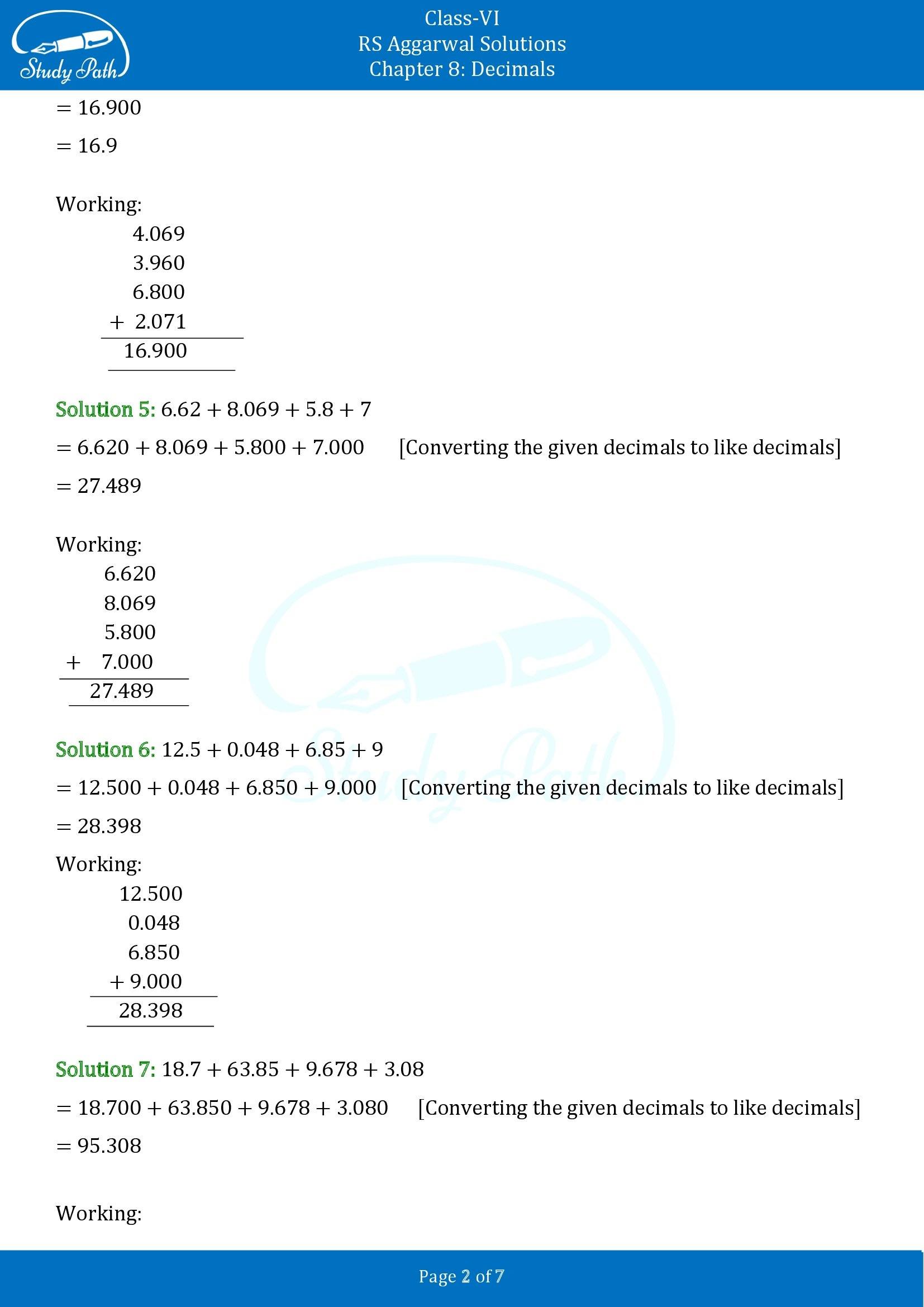RS Aggarwal Solutions Class 6 Chapter 8 Decimals Exercise 8D 00002
