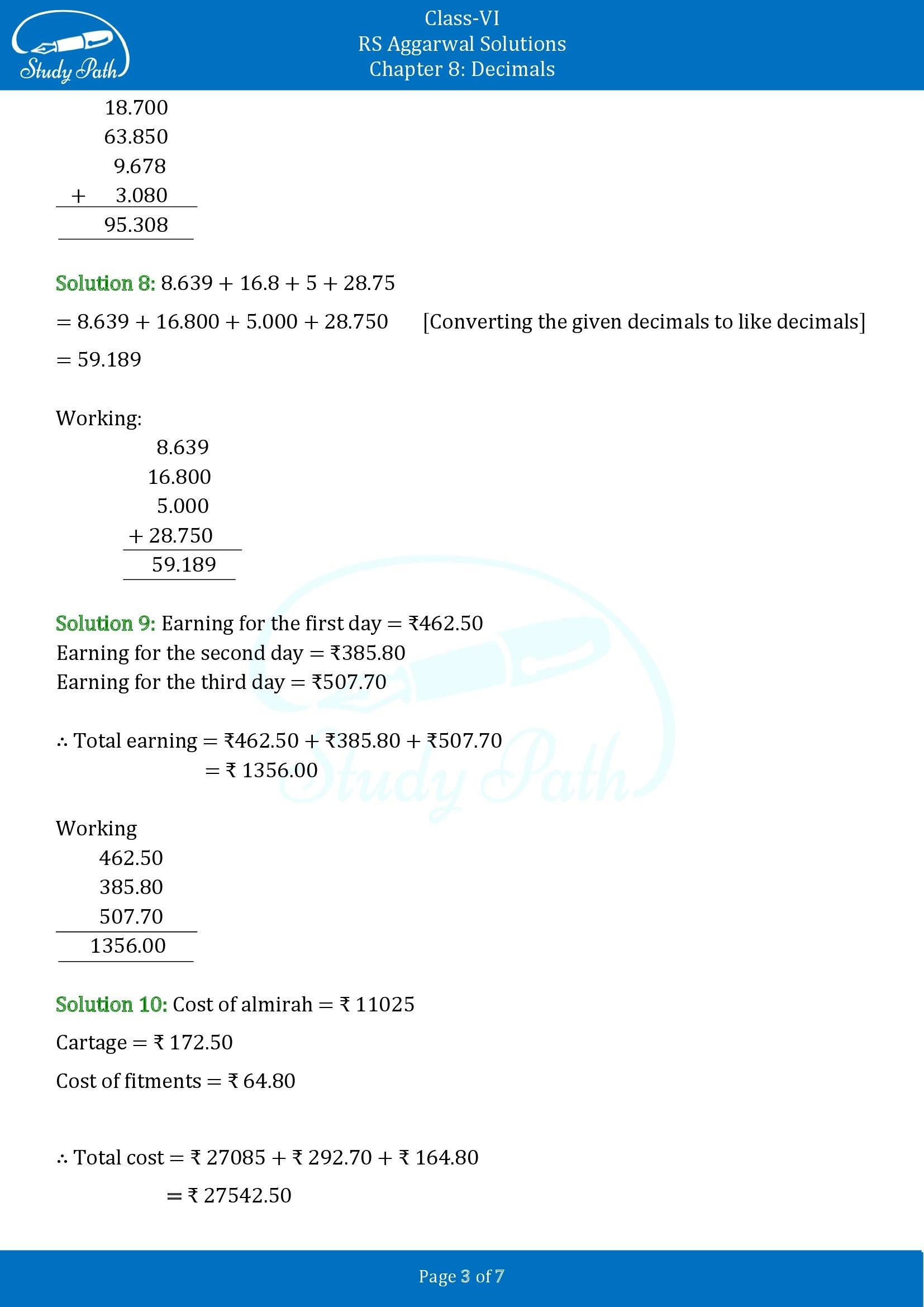 RS Aggarwal Solutions Class 6 Chapter 8 Decimals Exercise 8D 00003