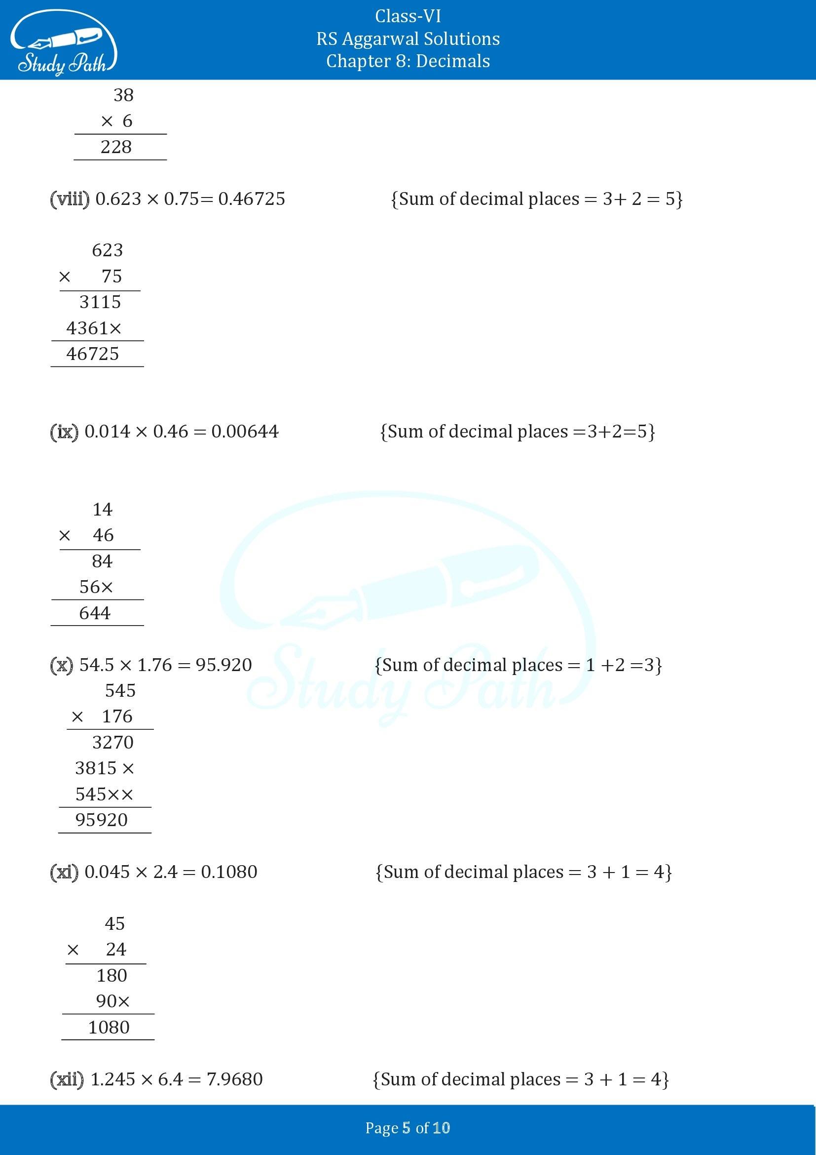 RS Aggarwal Solutions Class 6 Chapter 8 Decimals Exercise 8F 00005