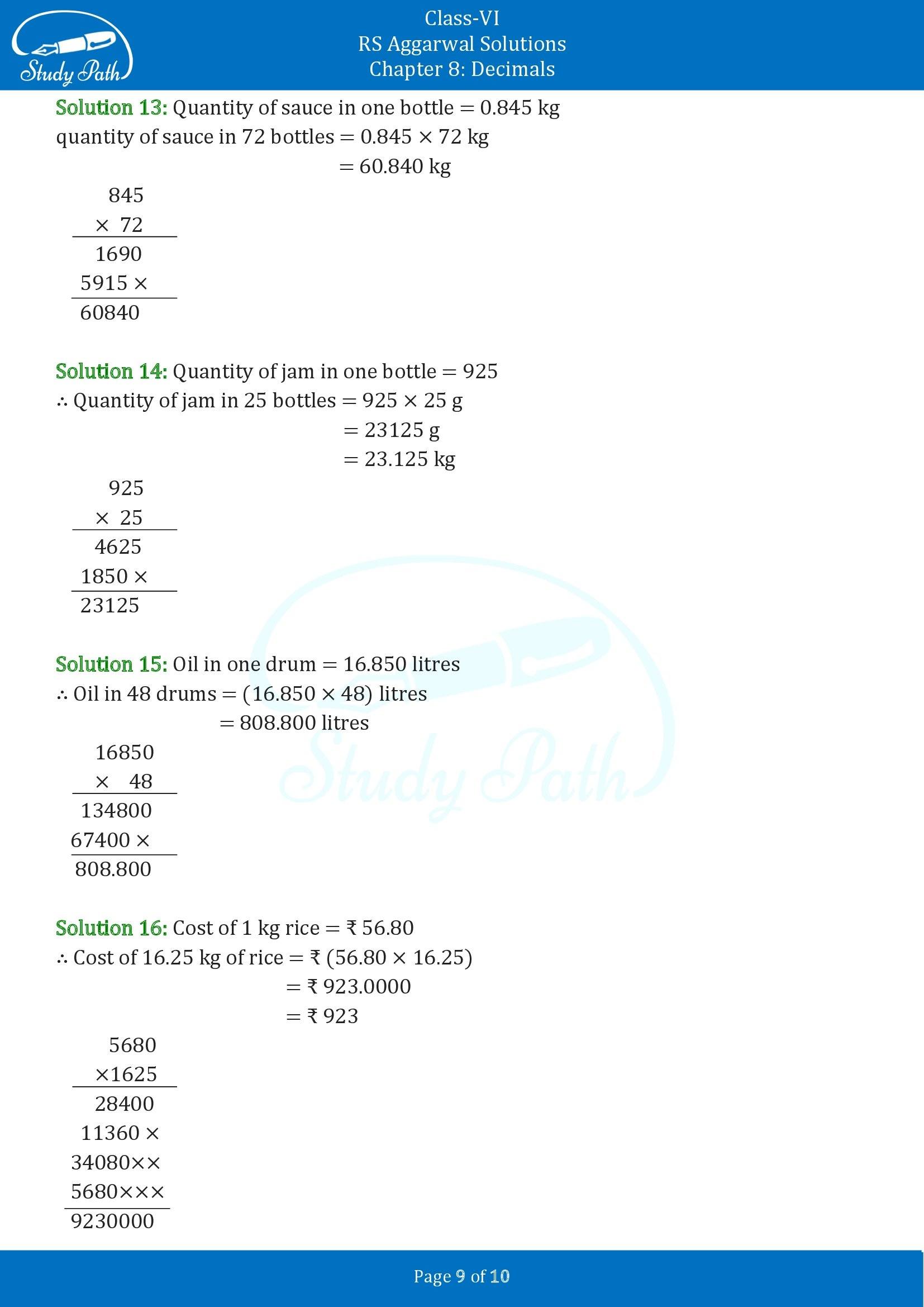 RS Aggarwal Solutions Class 6 Chapter 8 Decimals Exercise 8F 00009