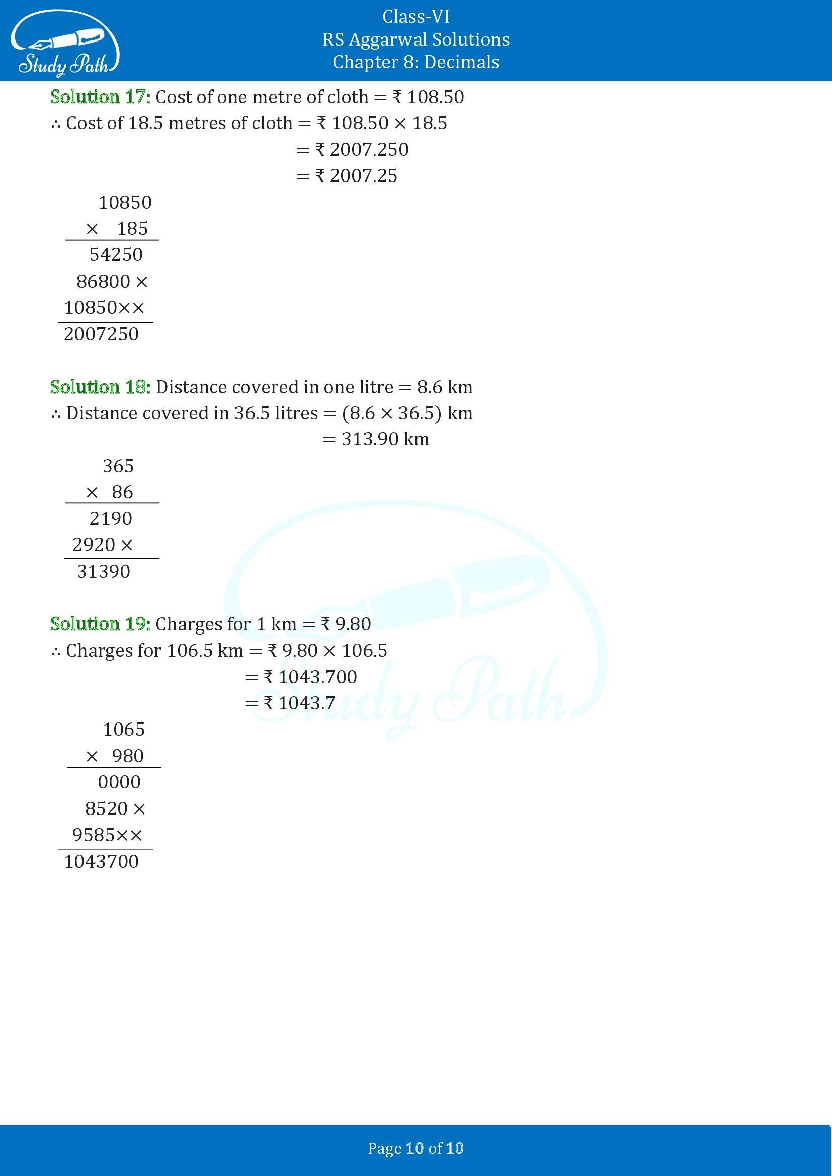 RS Aggarwal Solutions Class 6 Chapter 8 Decimals Exercise 8F 00010