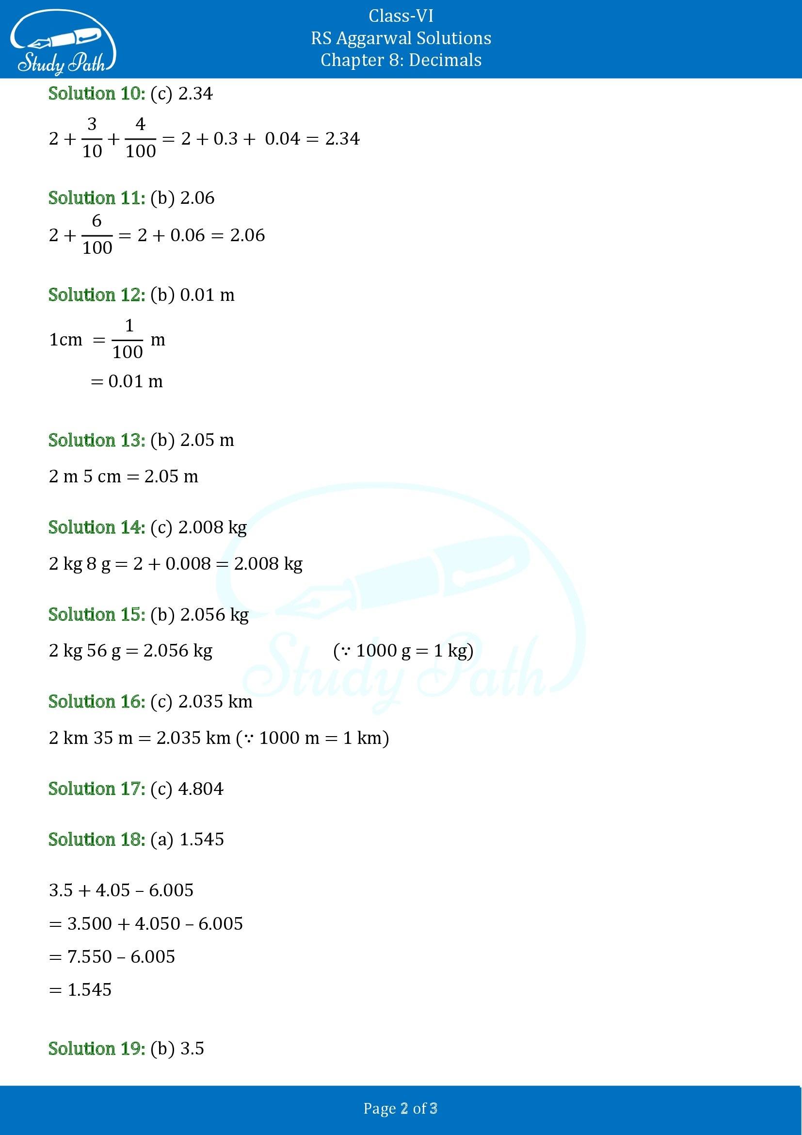 RS Aggarwal Solutions Class 6 Chapter 8 Decimals Exercise 8G MCQ 00002