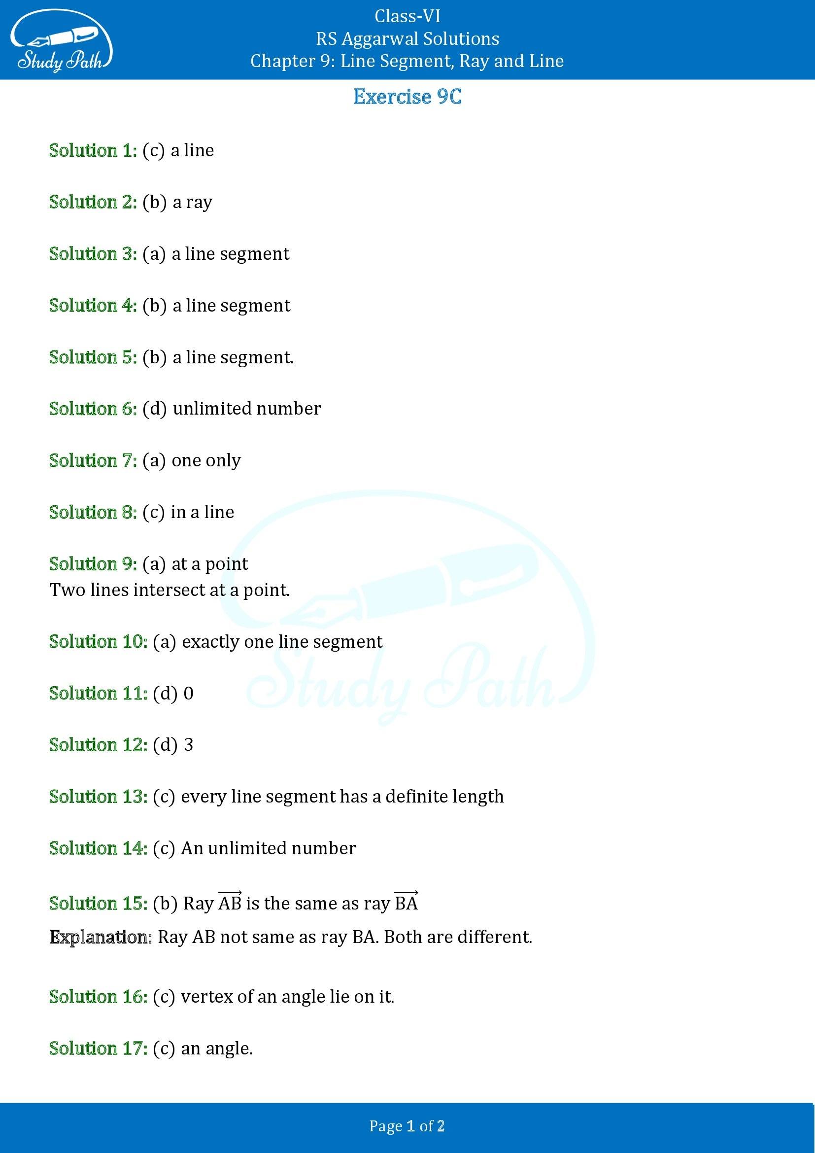 RS Aggarwal Solutions Class 6 Chapter 9 Lines and Angles Exercise 9C MCQs 00001