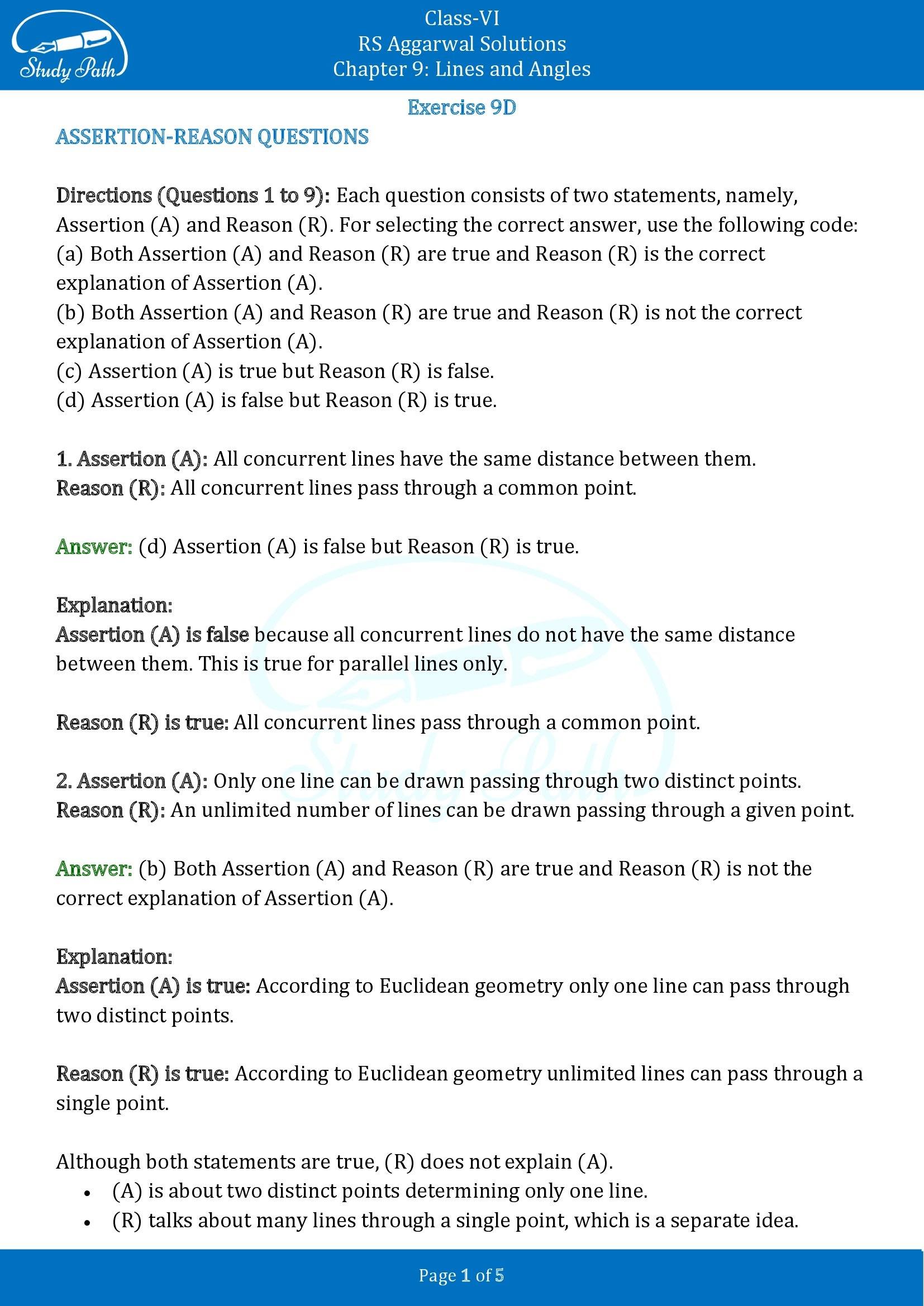 RS Aggarwal Solutions Class 6 Chapter 9 Lines and Angles Exercise 9D 00001