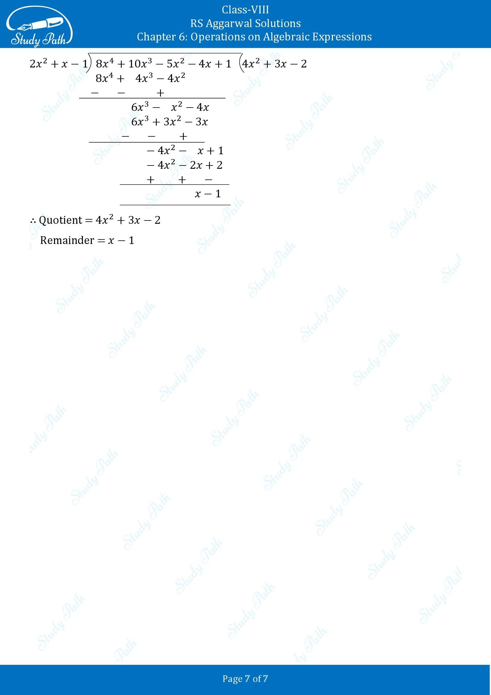 RS Aggarwal Solutions Class 8 Chapter 6 Operations on Algebraic Expressions Exercise 6C 00007