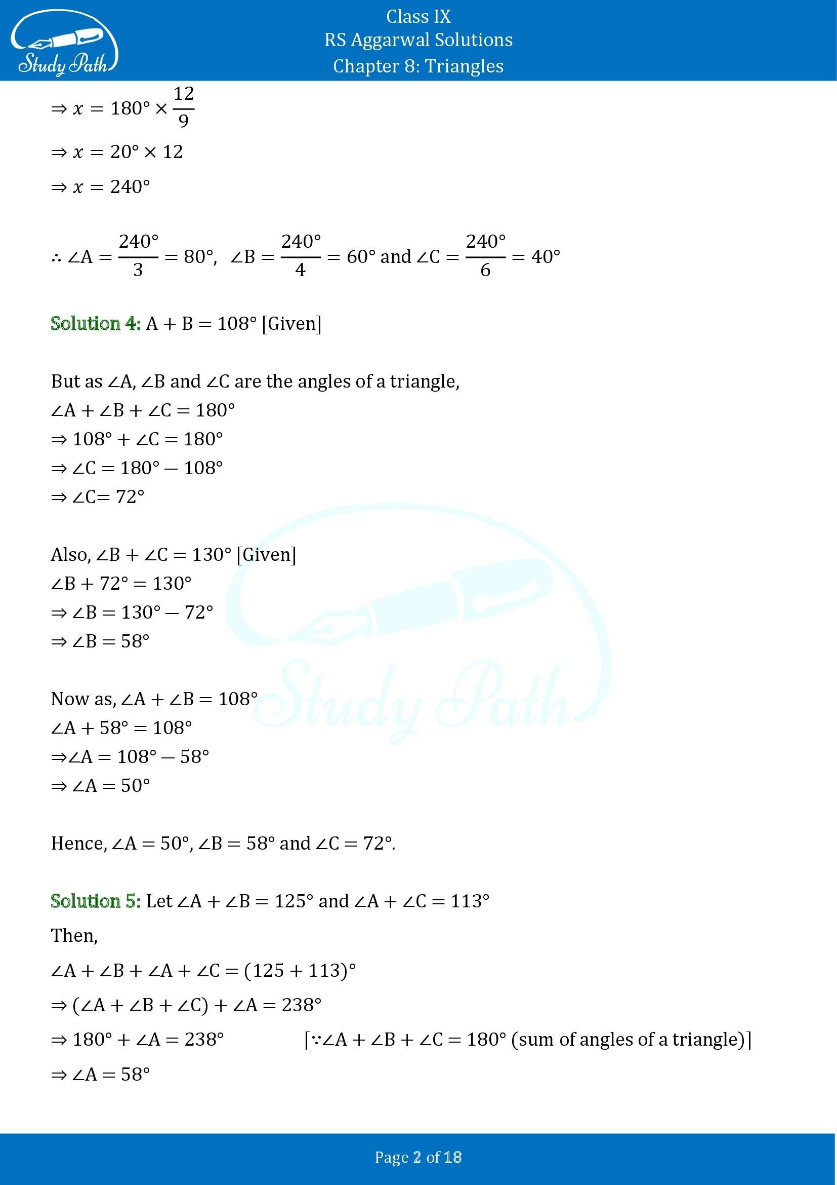 RS Aggarwal Solutions Class 9 Chapter 8 Triangles Exercise 8 00002