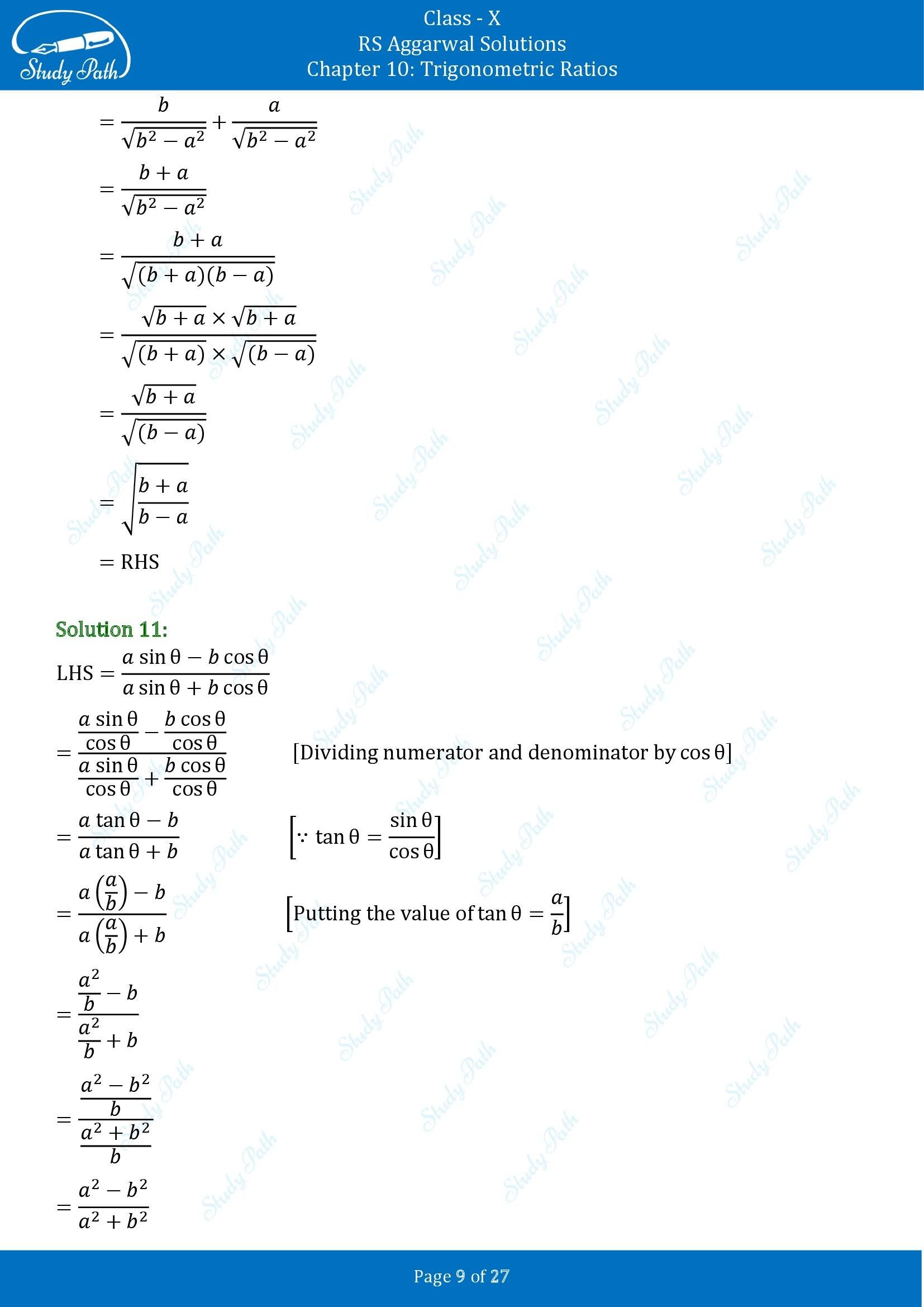 RS Aggarwal Solutions for Class 10 Chapter 10 Trigonometric Ratios Exercise 10 00009