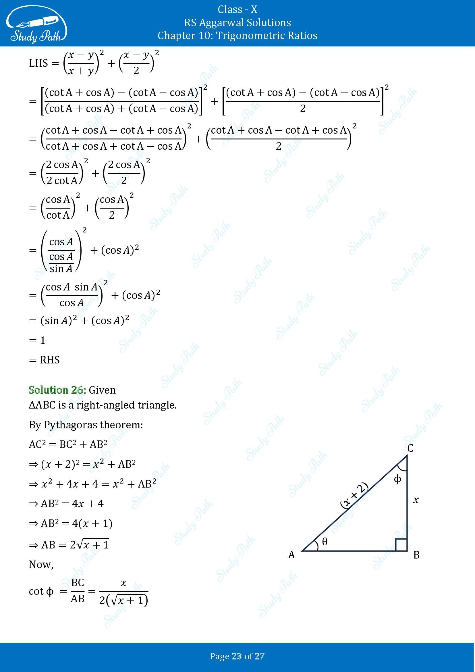 RS Aggarwal Solutions for Class 10 Chapter 10 Trigonometric Ratios Exercise 10 00023