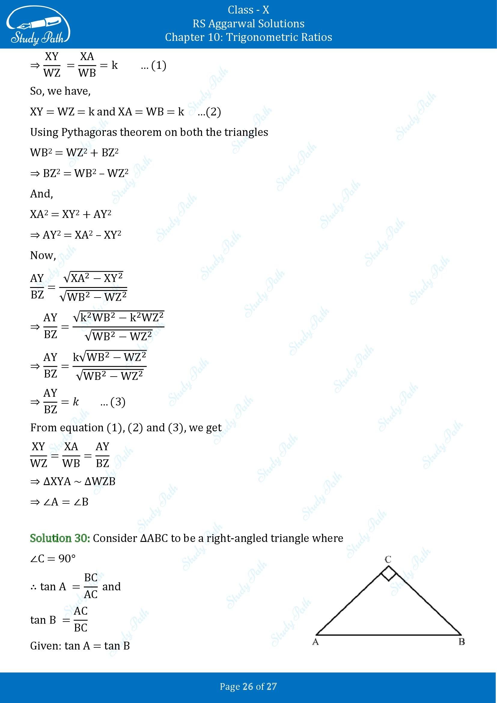 RS Aggarwal Solutions for Class 10 Chapter 10 Trigonometric Ratios Exercise 10 00026