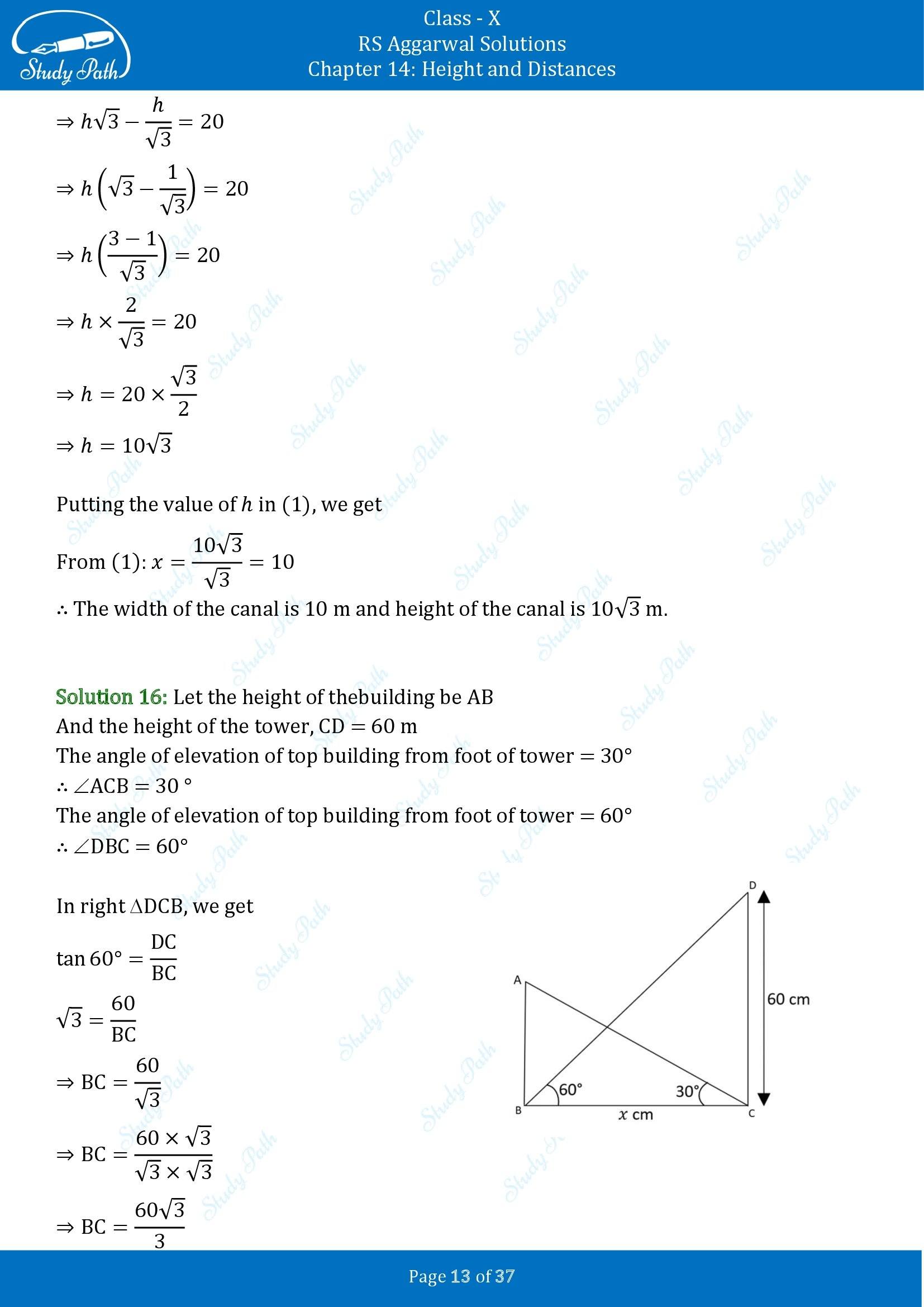 RS Aggarwal Solutions for Class 10 Chapter 14 Height and Distances Exercise 14 00013