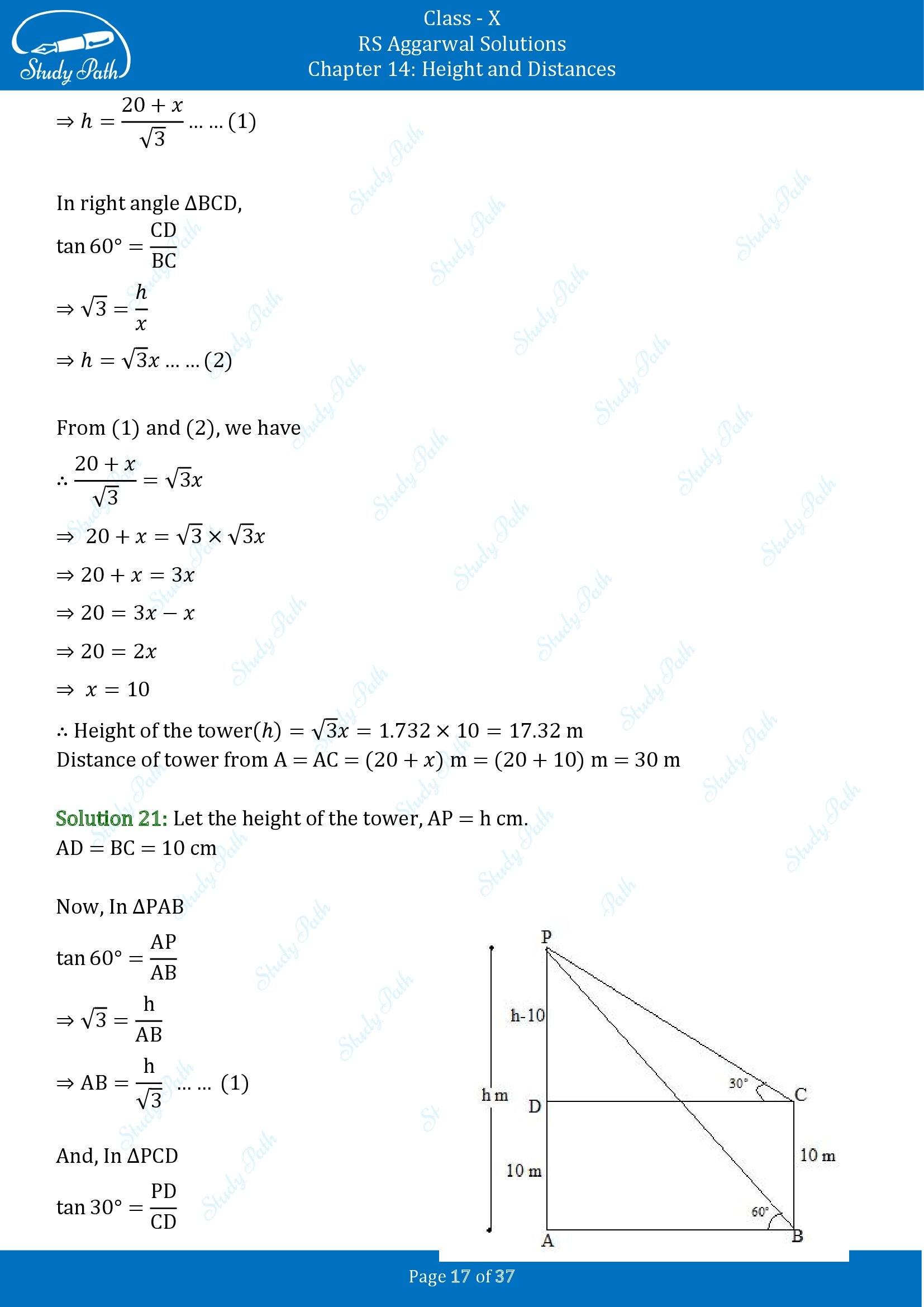 RS Aggarwal Solutions for Class 10 Chapter 14 Height and Distances Exercise 14 00017