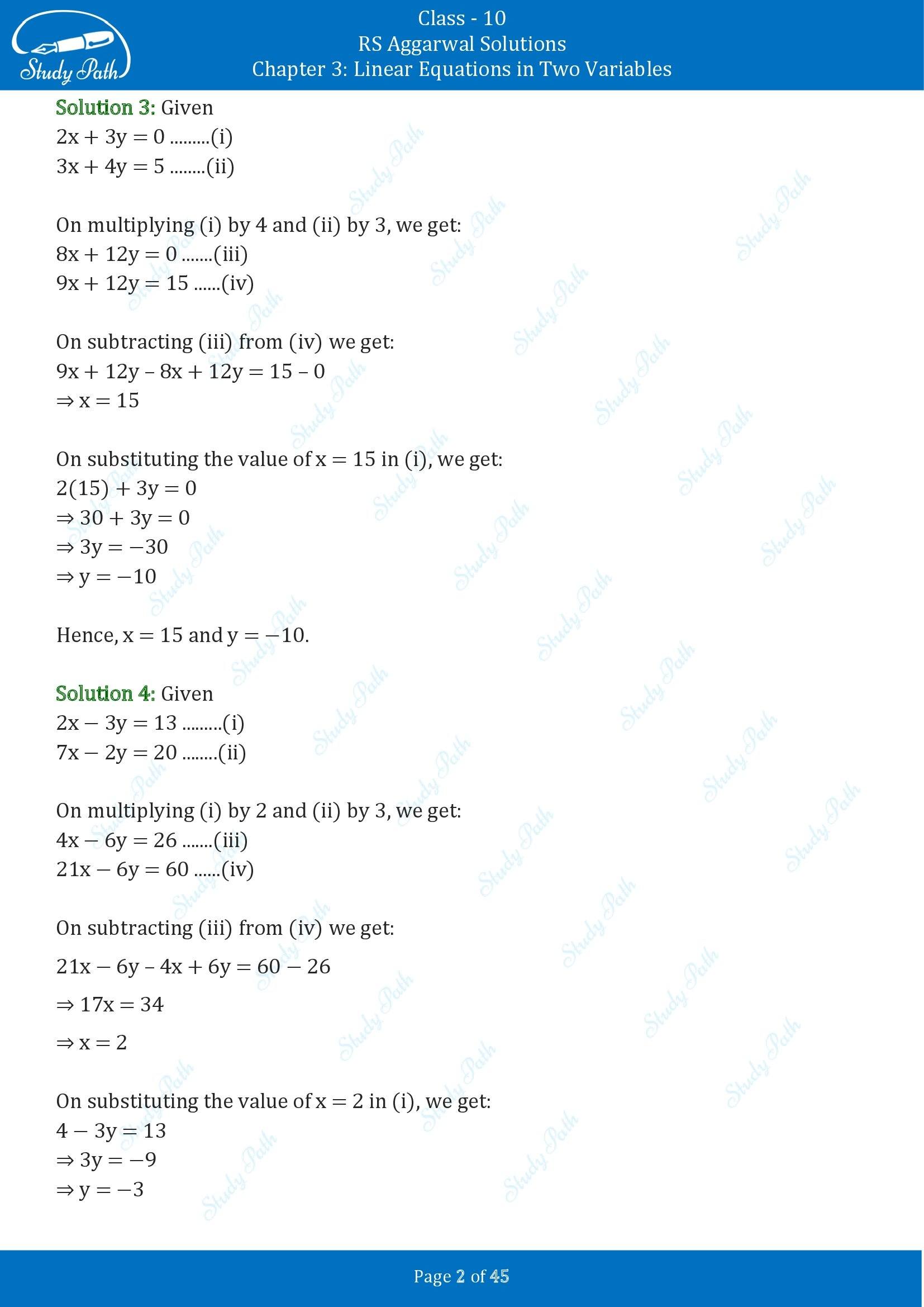 RS Aggarwal Solutions for Class 10 Chapter 3 Linear Equations in Two Variables Exercise 3B 00002