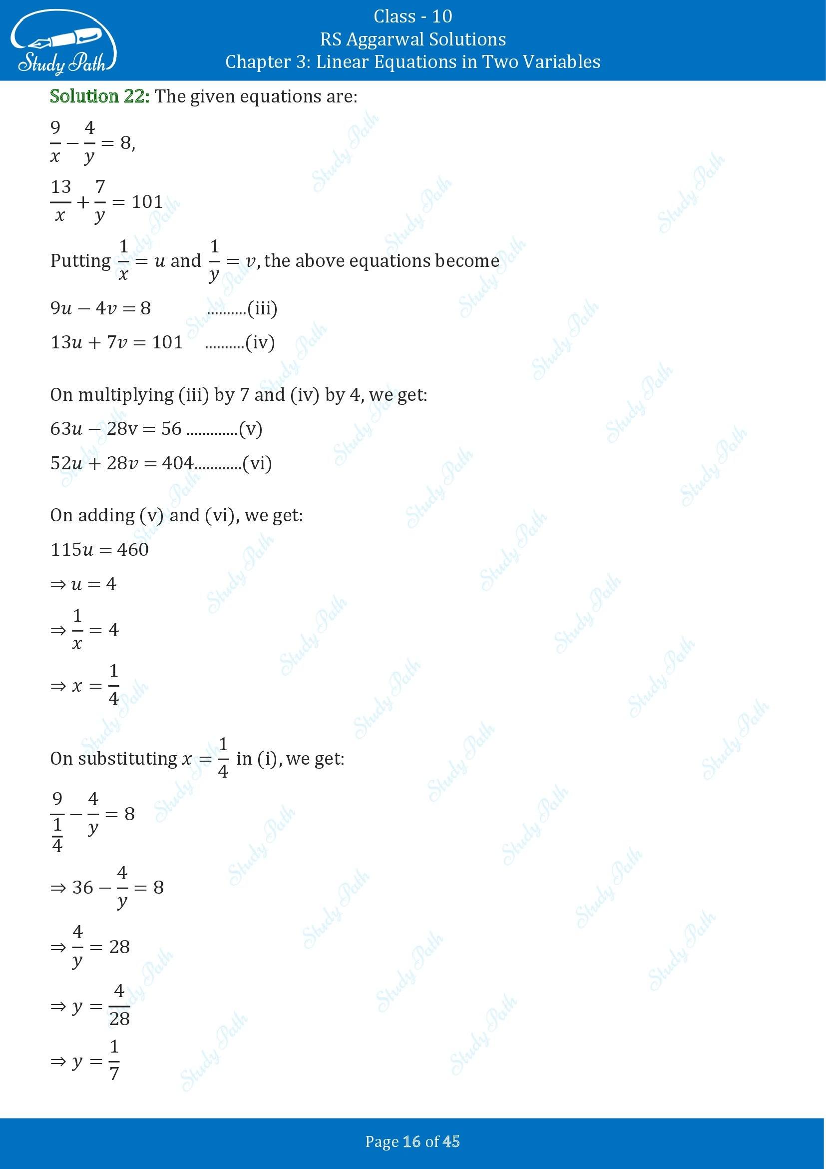 RS Aggarwal Solutions for Class 10 Chapter 3 Linear Equations in Two Variables Exercise 3B 00016