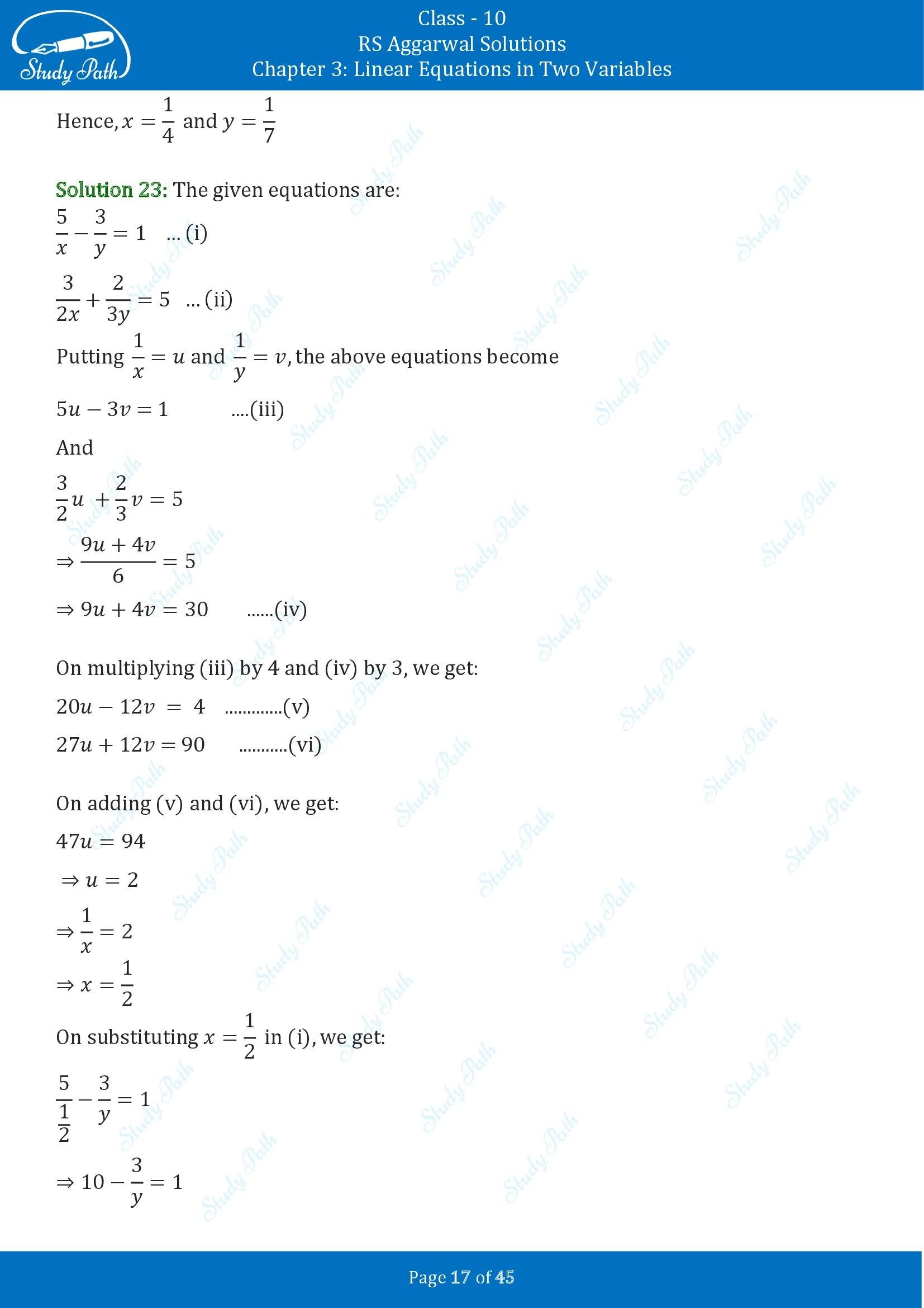RS Aggarwal Solutions for Class 10 Chapter 3 Linear Equations in Two Variables Exercise 3B 00017