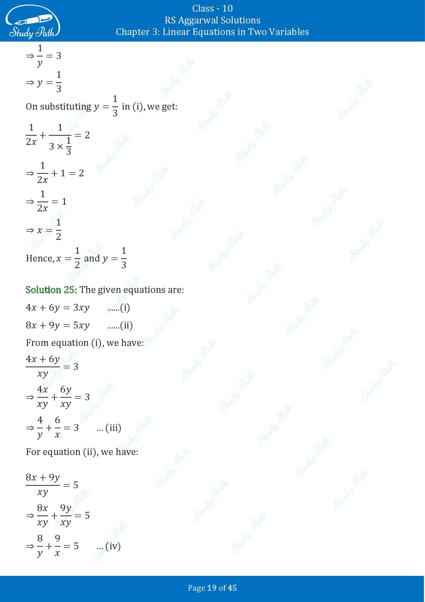 RS Aggarwal Solutions for Class 10 Chapter 3 Linear Equations in Two Variables Exercise 3B 00019