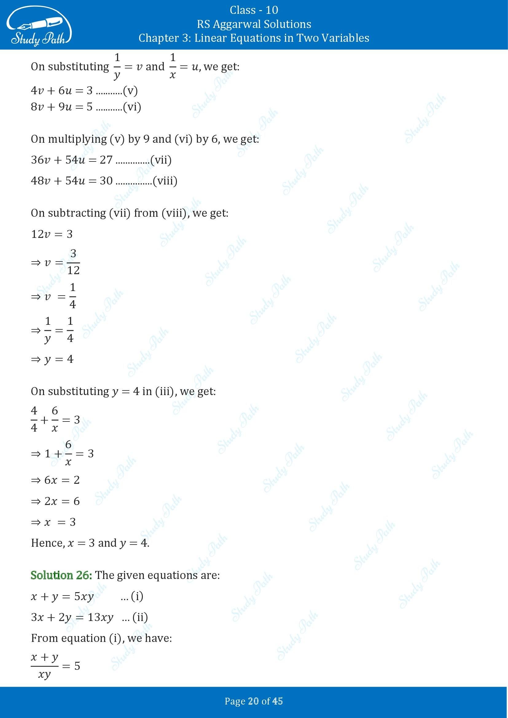 RS Aggarwal Solutions for Class 10 Chapter 3 Linear Equations in Two Variables Exercise 3B 00020