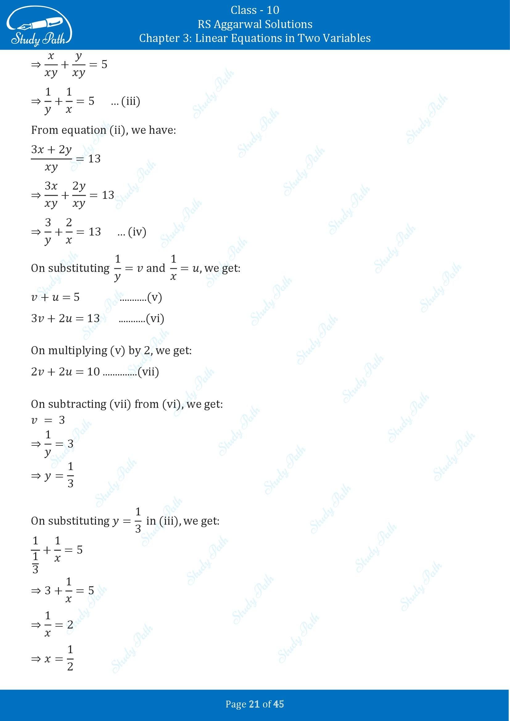 RS Aggarwal Solutions for Class 10 Chapter 3 Linear Equations in Two Variables Exercise 3B 00021