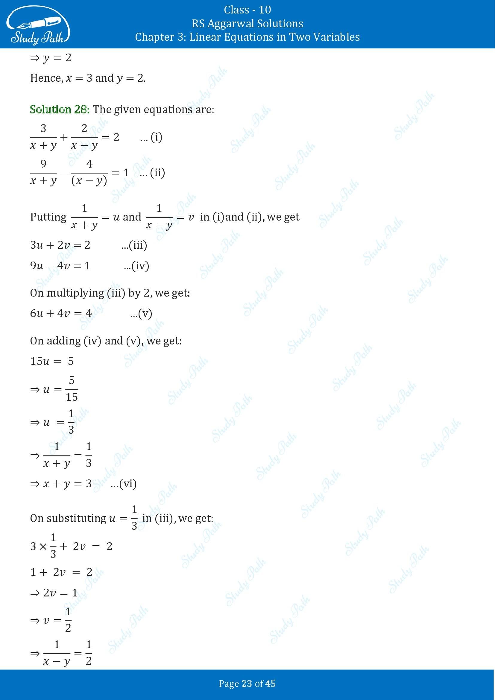 RS Aggarwal Solutions for Class 10 Chapter 3 Linear Equations in Two Variables Exercise 3B 00023