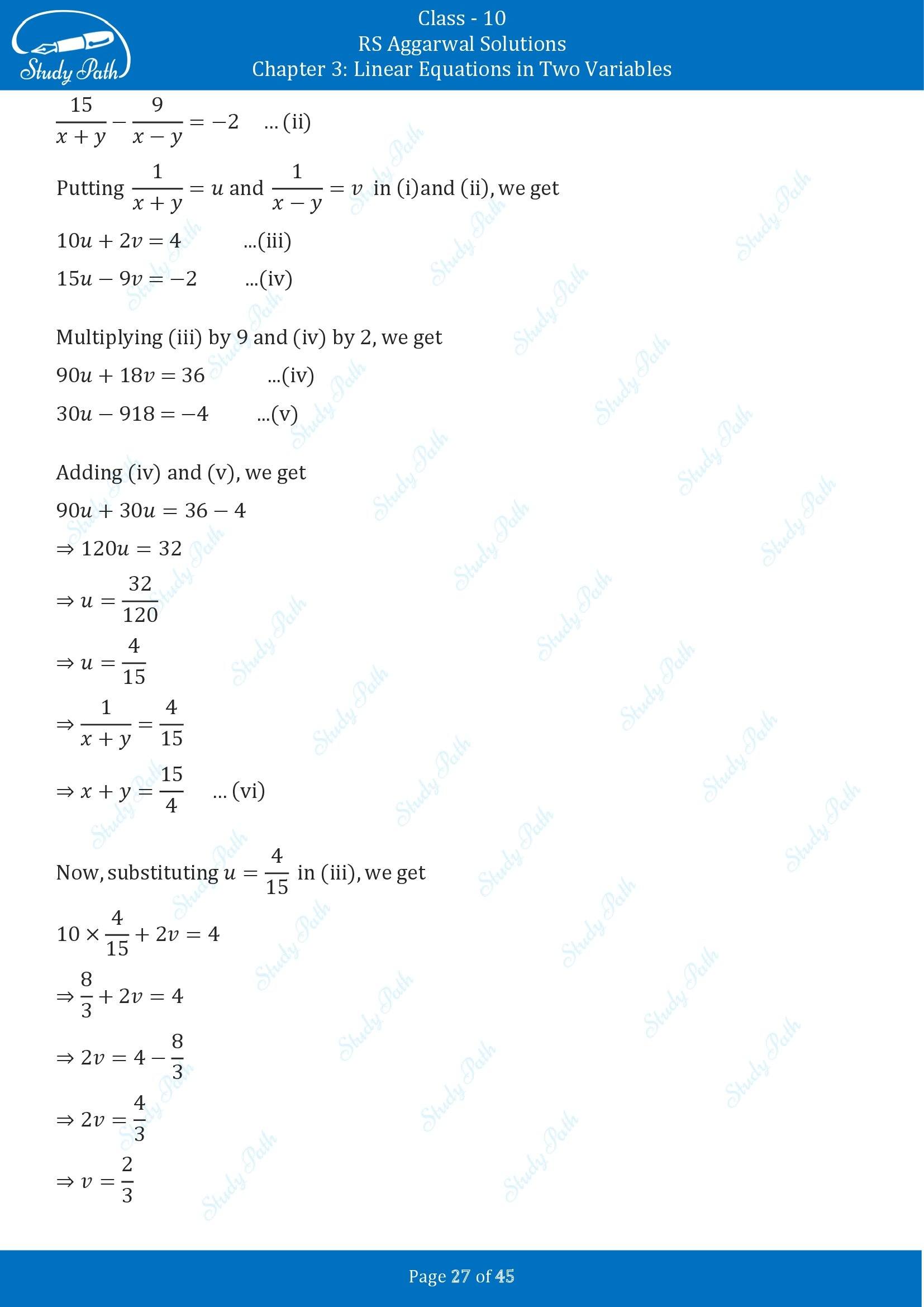 RS Aggarwal Solutions for Class 10 Chapter 3 Linear Equations in Two Variables Exercise 3B 00027
