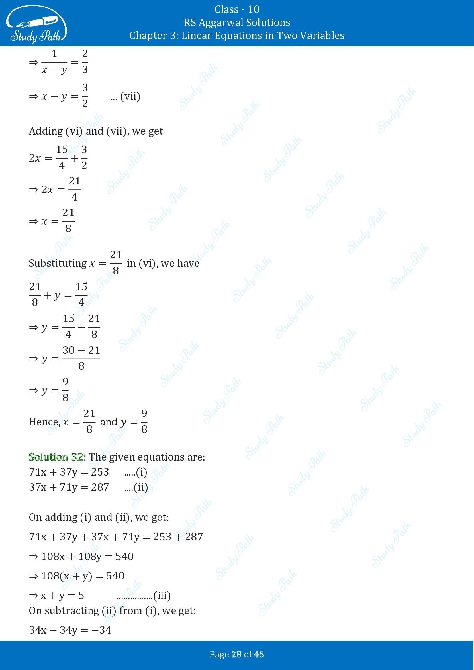 RS Aggarwal Solutions for Class 10 Chapter 3 Linear Equations in Two Variables Exercise 3B 00028