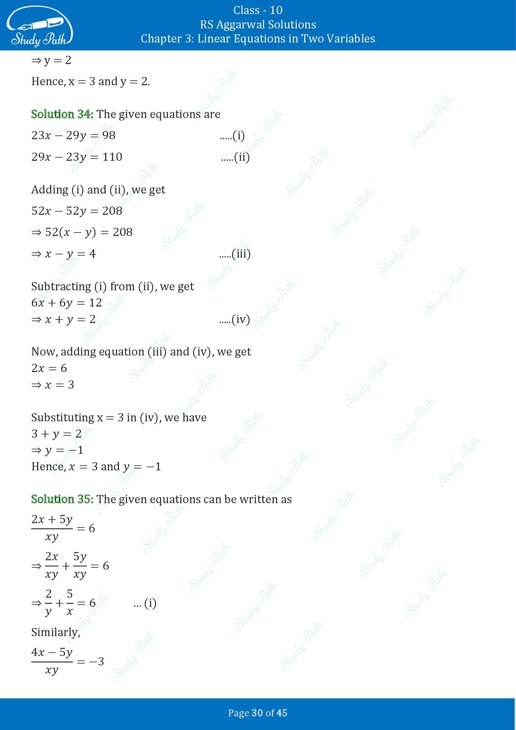 RS Aggarwal Solutions for Class 10 Chapter 3 Linear Equations in Two Variables Exercise 3B 00030