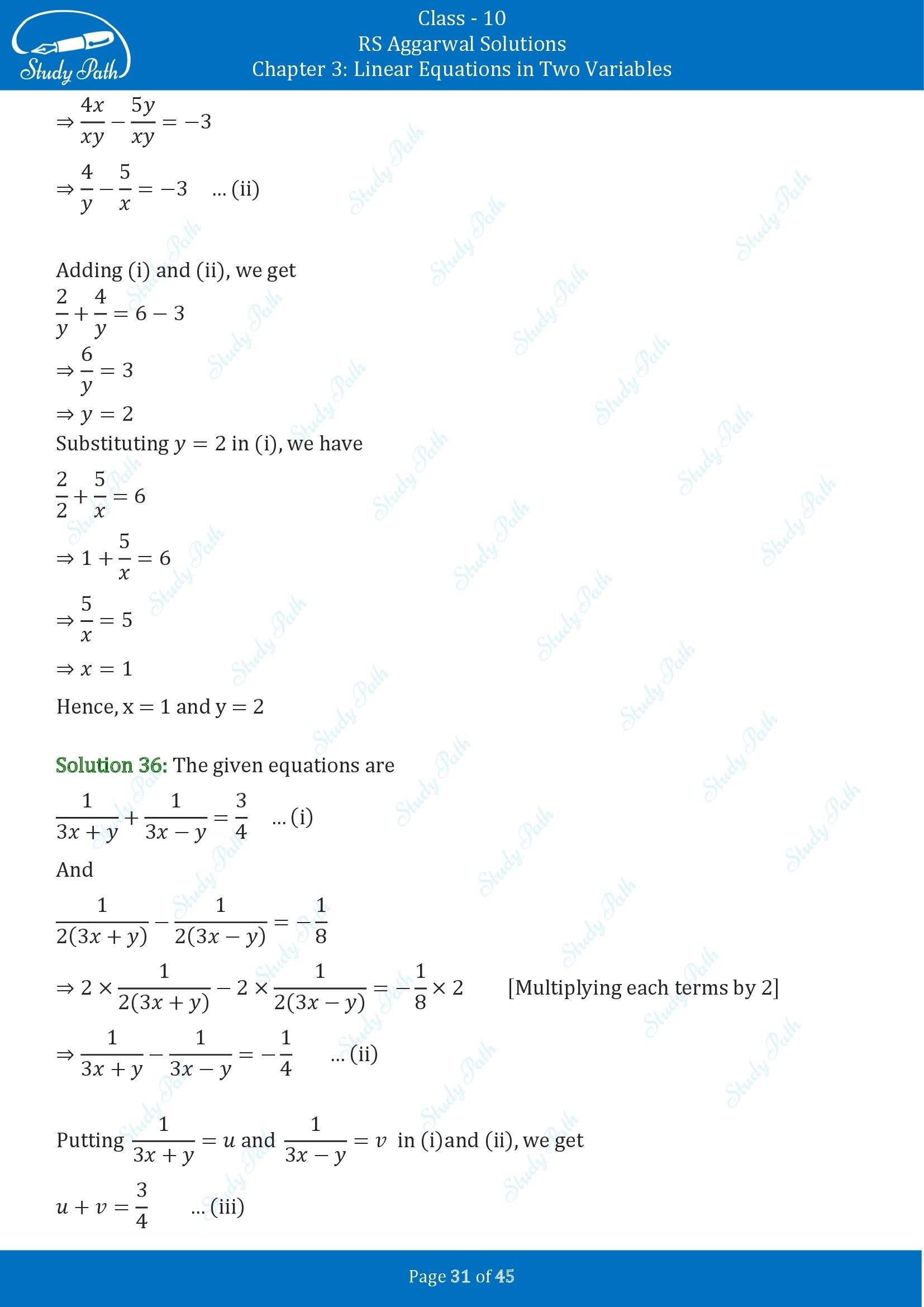 RS Aggarwal Solutions for Class 10 Chapter 3 Linear Equations in Two Variables Exercise 3B 00031
