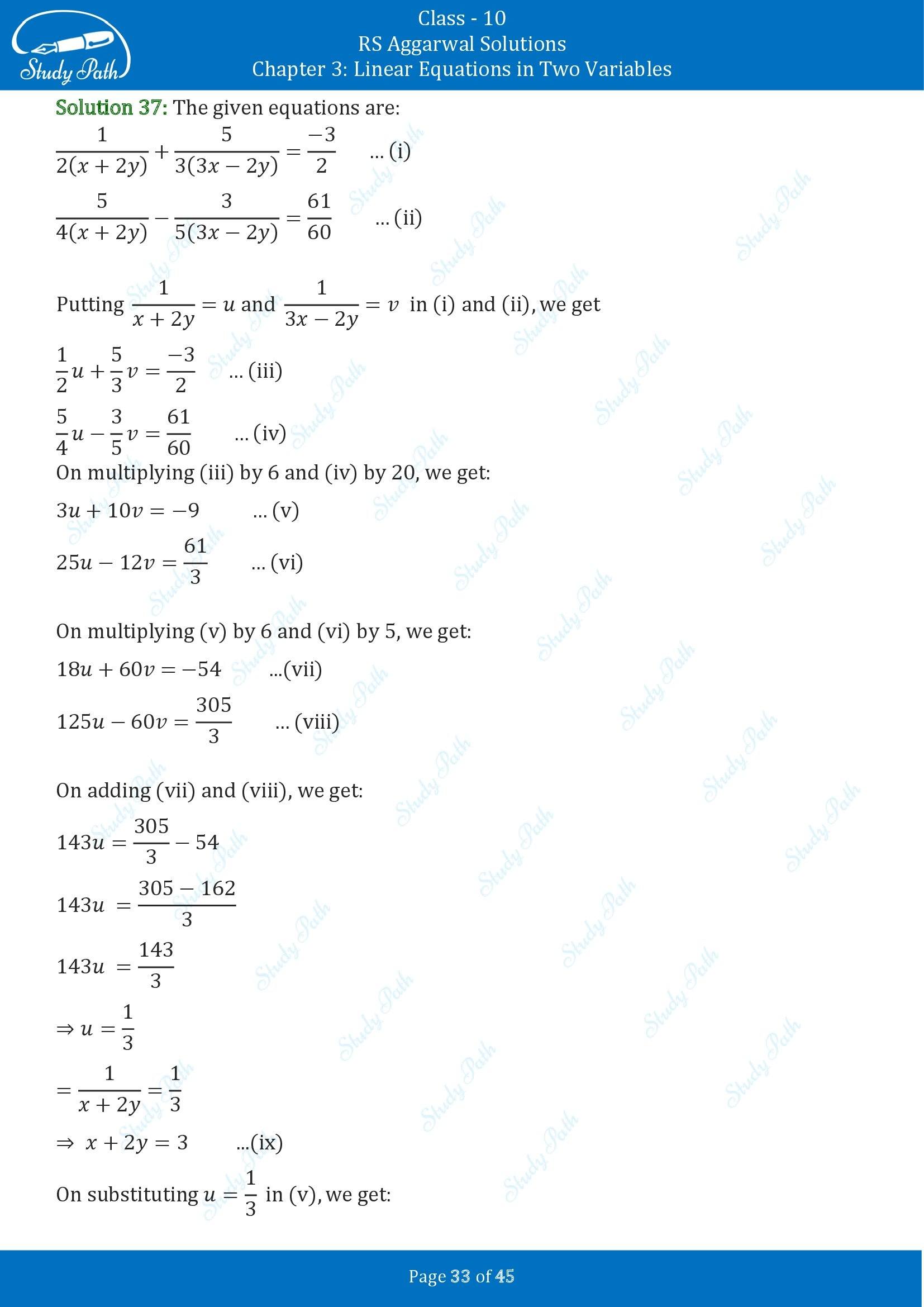 RS Aggarwal Solutions for Class 10 Chapter 3 Linear Equations in Two Variables Exercise 3B 00033