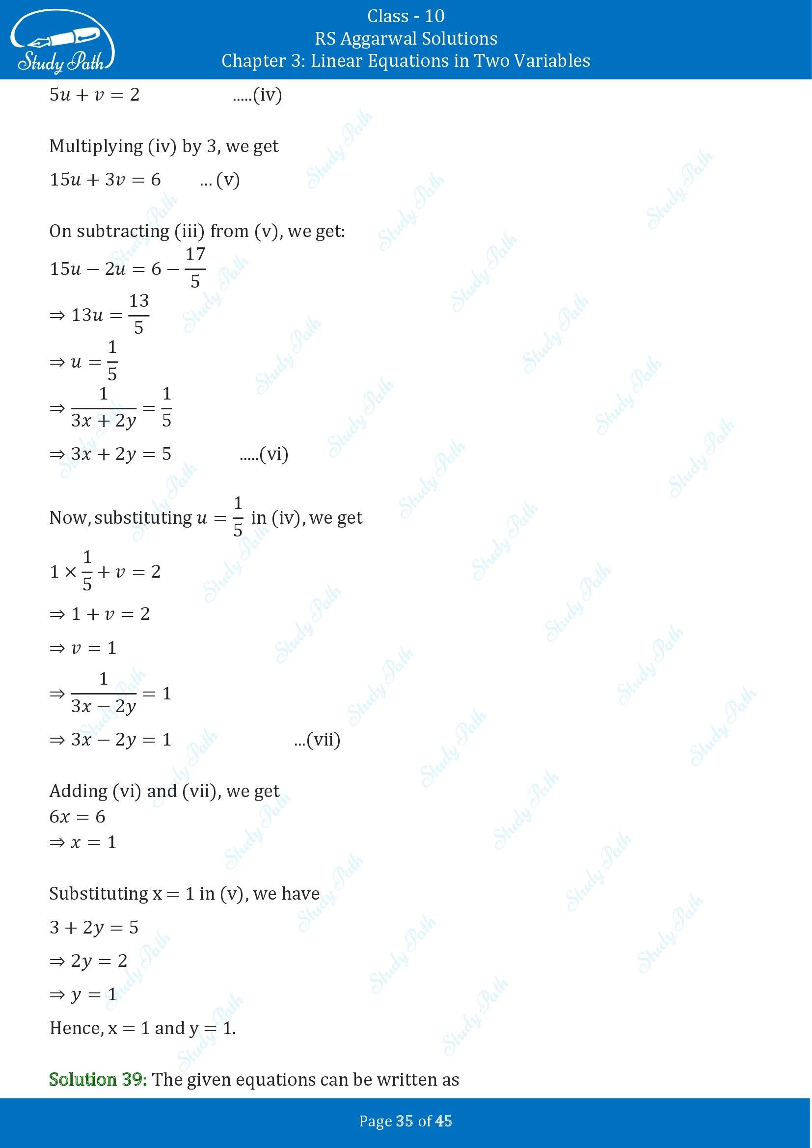 RS Aggarwal Solutions for Class 10 Chapter 3 Linear Equations in Two Variables Exercise 3B 00035