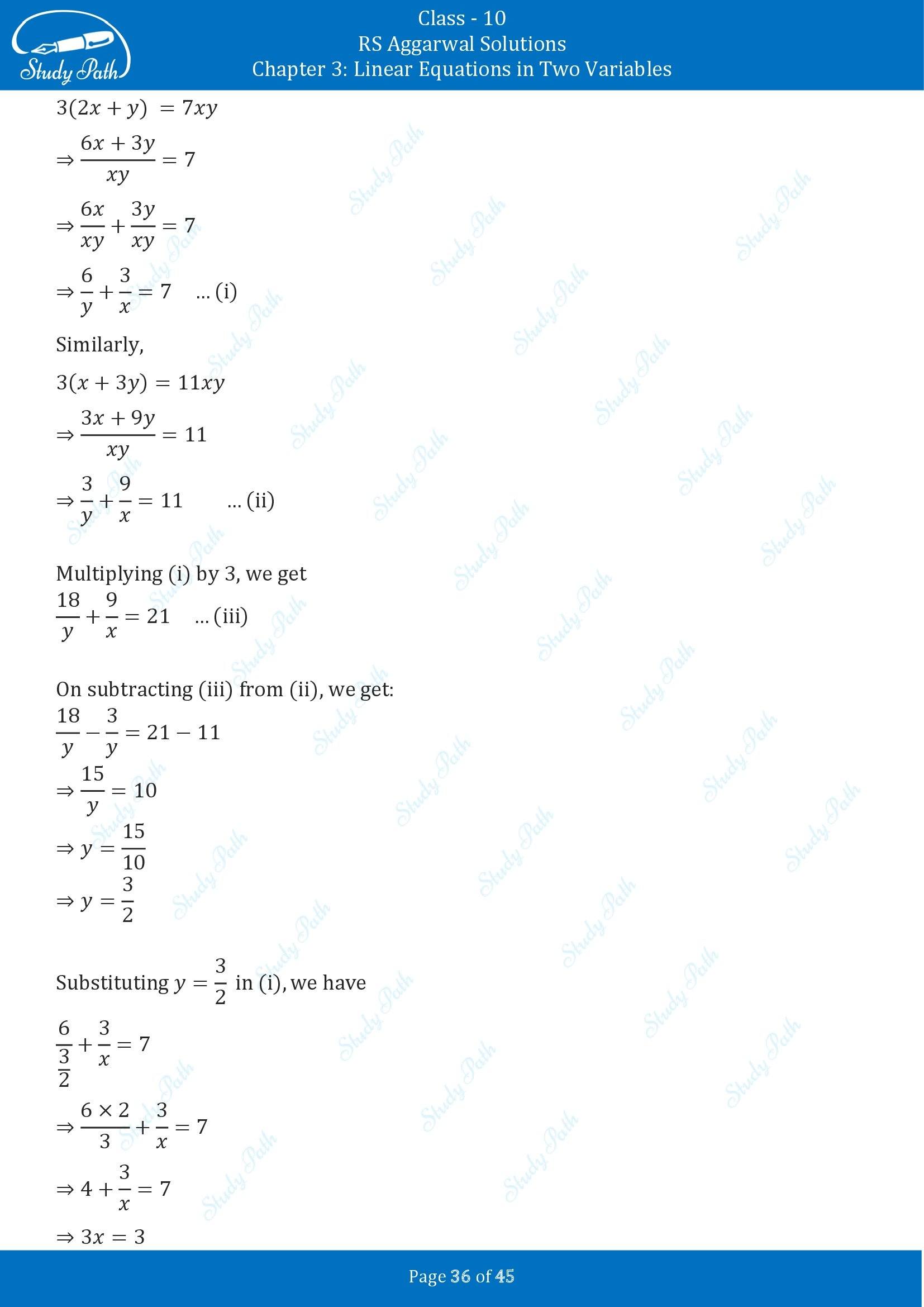 RS Aggarwal Solutions for Class 10 Chapter 3 Linear Equations in Two Variables Exercise 3B 00036