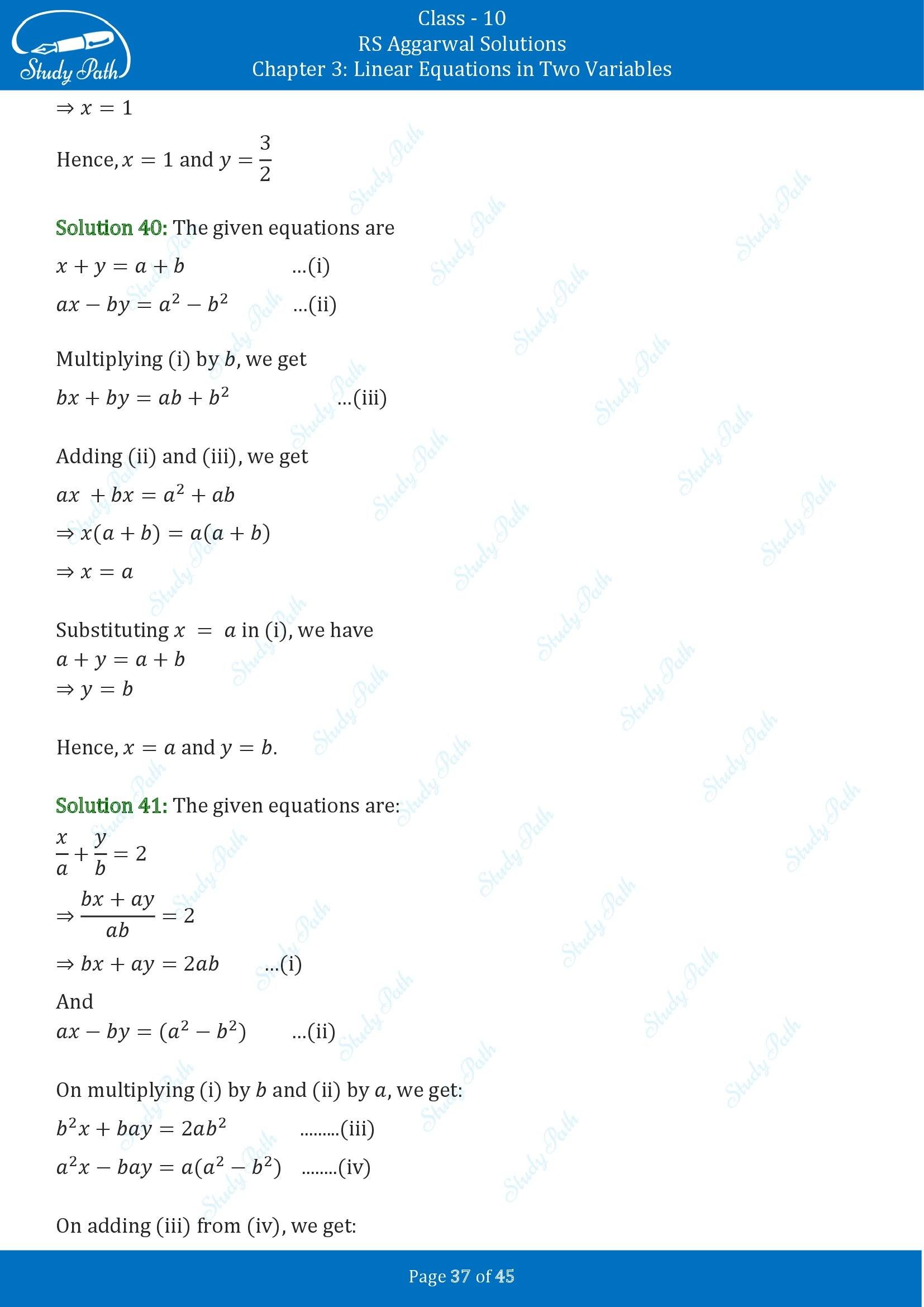 RS Aggarwal Solutions for Class 10 Chapter 3 Linear Equations in Two Variables Exercise 3B 00037