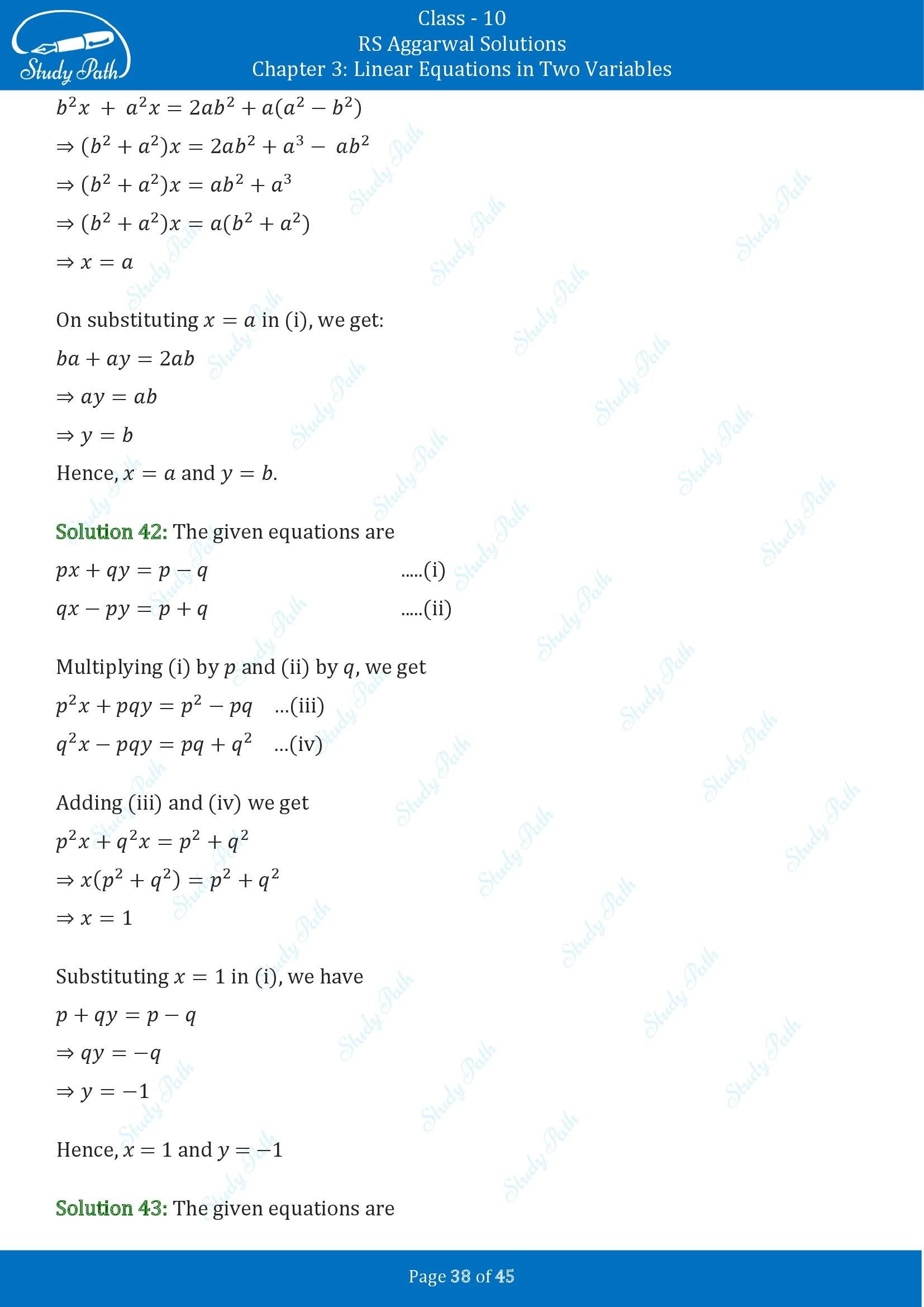 RS Aggarwal Solutions for Class 10 Chapter 3 Linear Equations in Two Variables Exercise 3B 00038