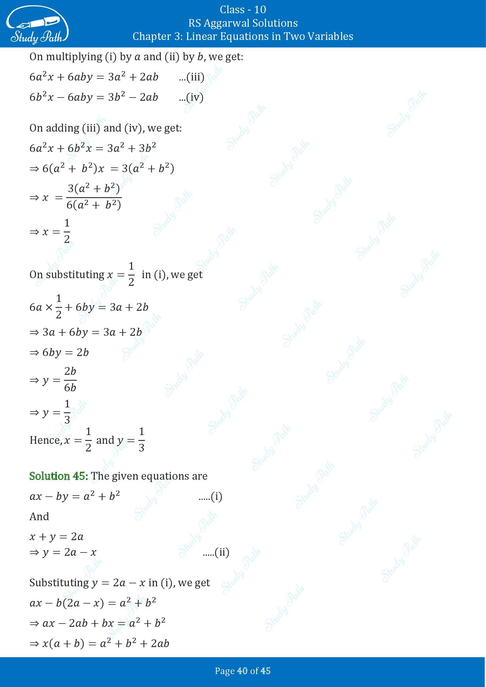 RS Aggarwal Solutions for Class 10 Chapter 3 Linear Equations in Two Variables Exercise 3B 00040