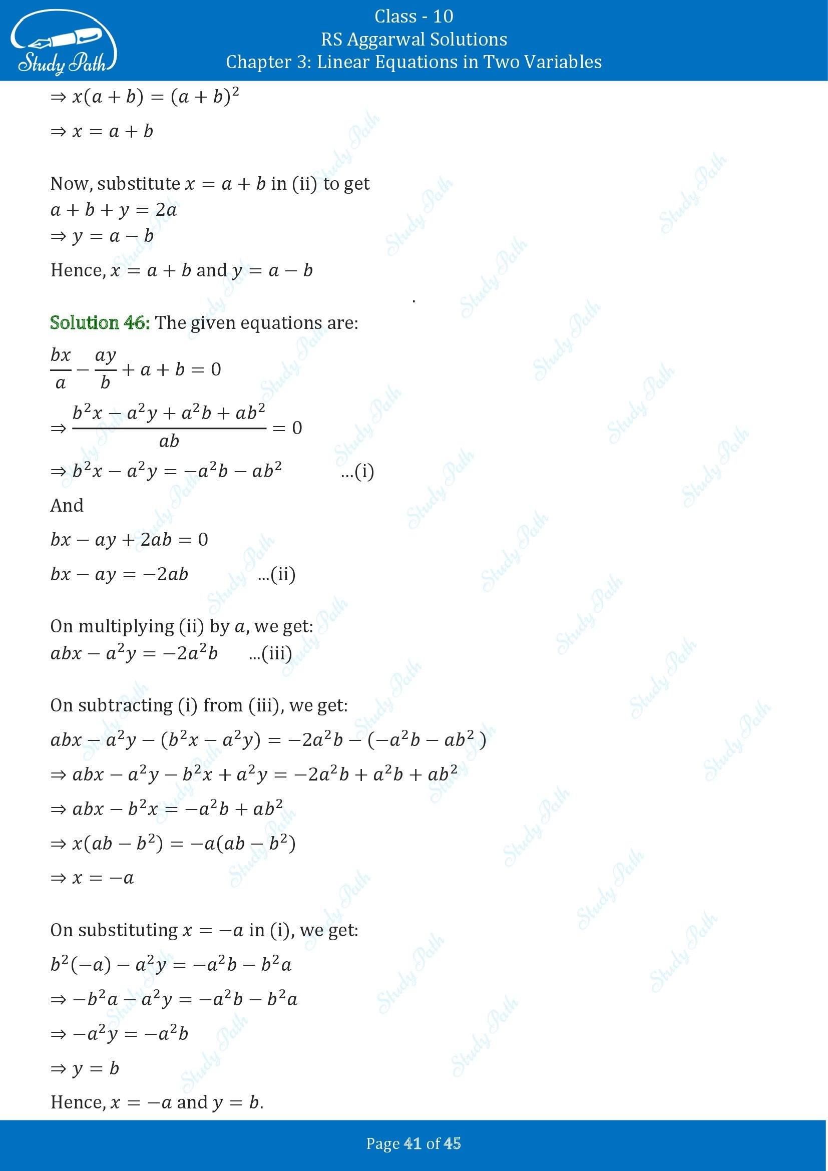 RS Aggarwal Solutions for Class 10 Chapter 3 Linear Equations in Two Variables Exercise 3B 00041