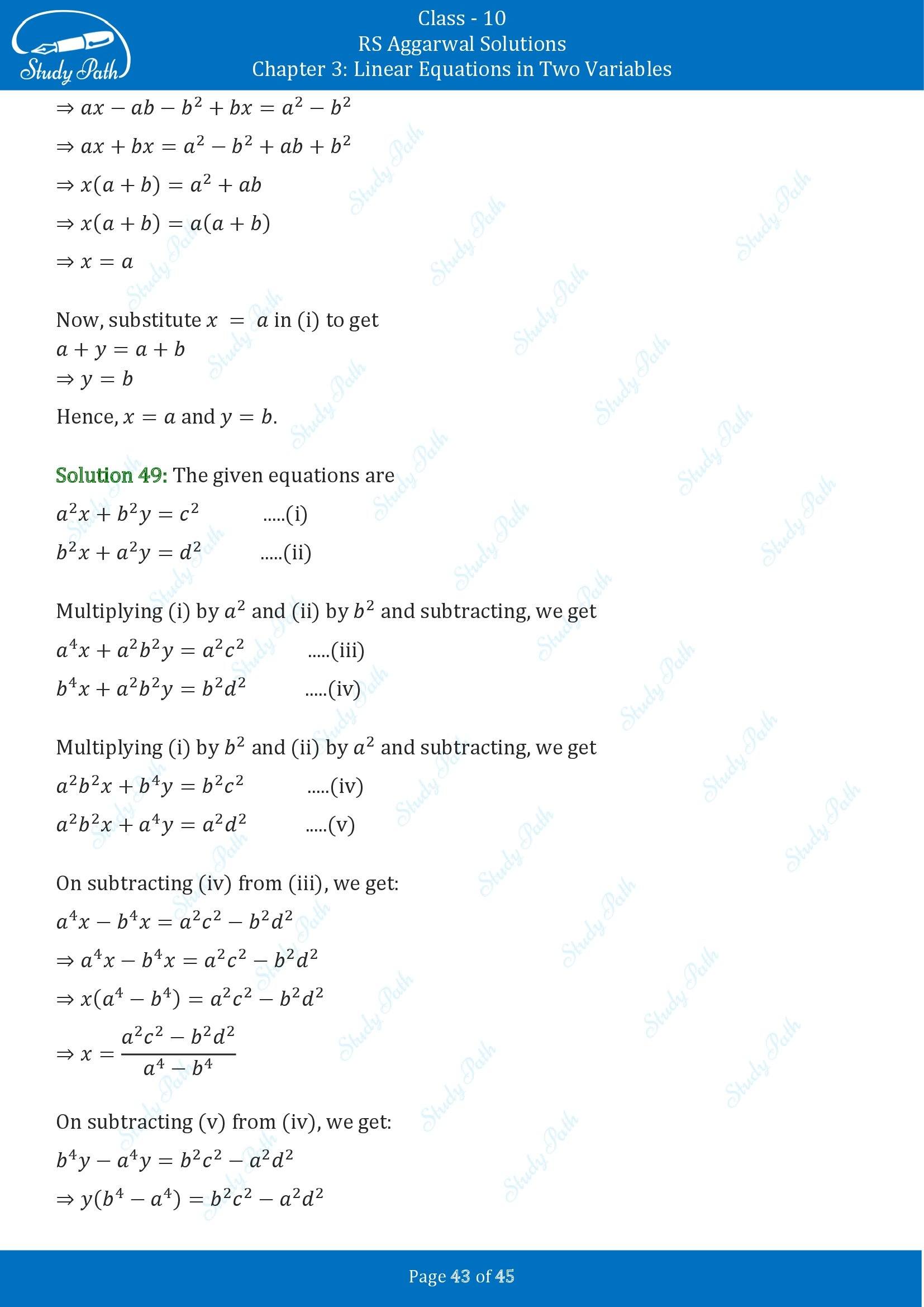 RS Aggarwal Solutions for Class 10 Chapter 3 Linear Equations in Two Variables Exercise 3B 00043
