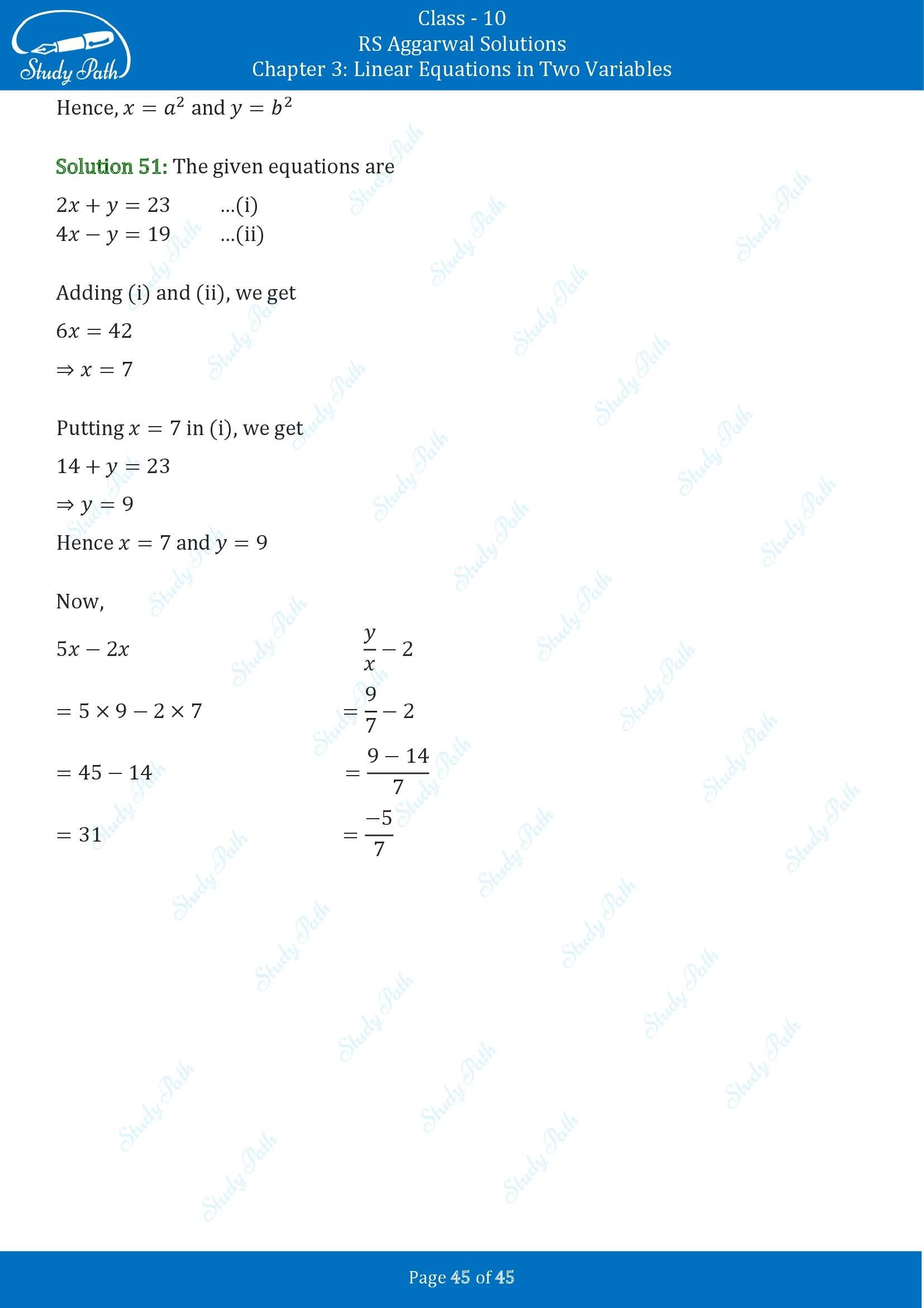 RS Aggarwal Solutions for Class 10 Chapter 3 Linear Equations in Two Variables Exercise 3B 00045