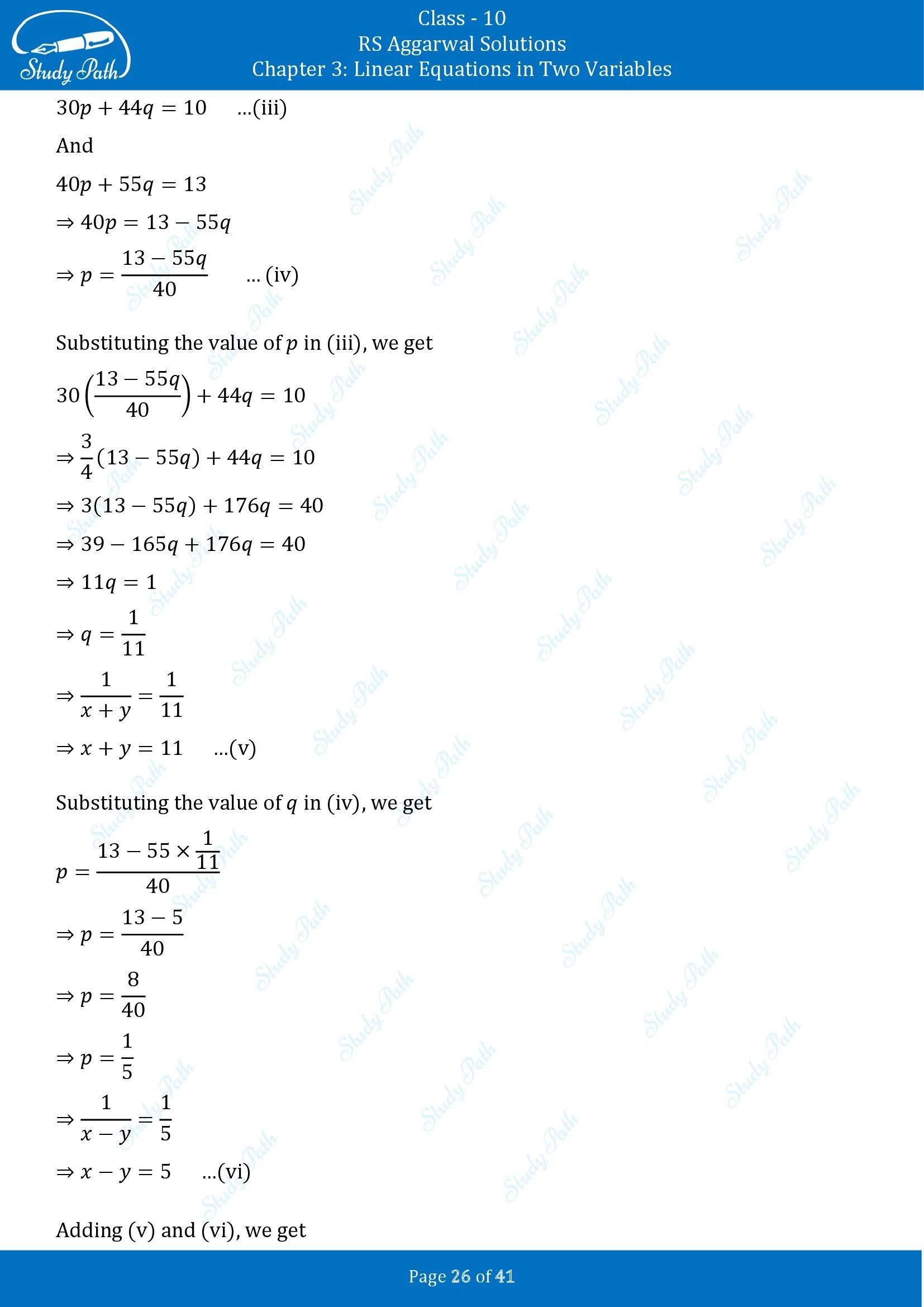 RS Aggarwal Solutions for Class 10 Chapter 3 Linear Equations in Two Variables Exercise 3E 00026